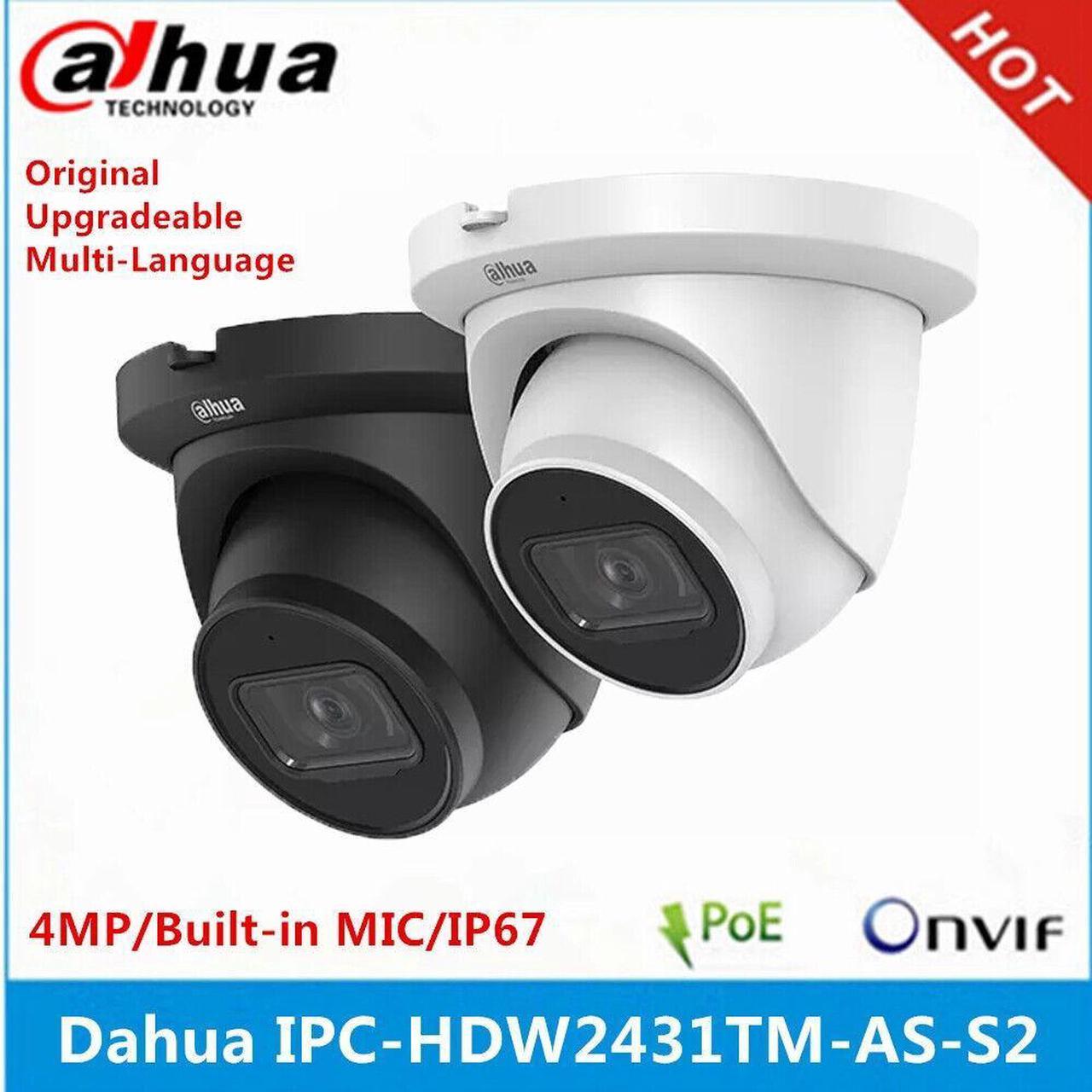 DH IPC-HDW2431TM-AS-S2 4MP PoE IR H.265+ IP67 IK10 Dome Camara Built-in Mic 2.8/3.6mm Black 2.8mm Lens