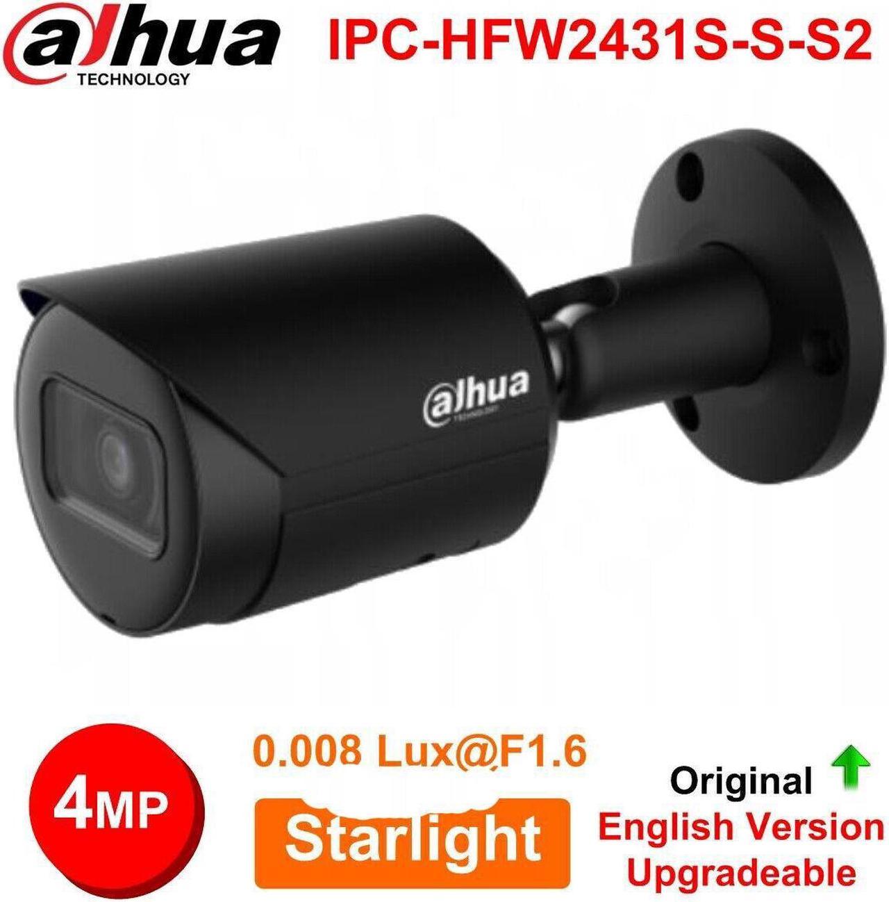 DH 4MP Upgrade Starlight PoE IVS WDR IR30m Bullet IP Camera IPC-HFW2431S-S-S2 Black 2.8mm Lens