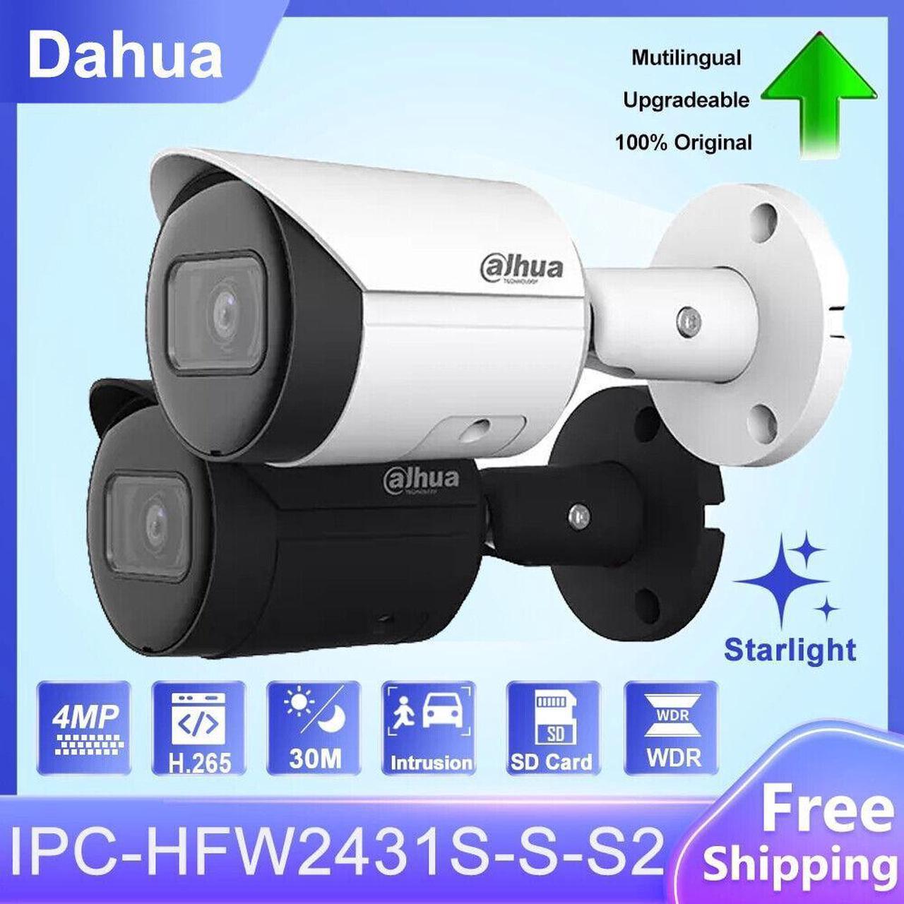 DH 4MP Starlight IPC-HFW2431S-S-S2 Bullet Black POE IP Camera Outdoor Black 3.6mm