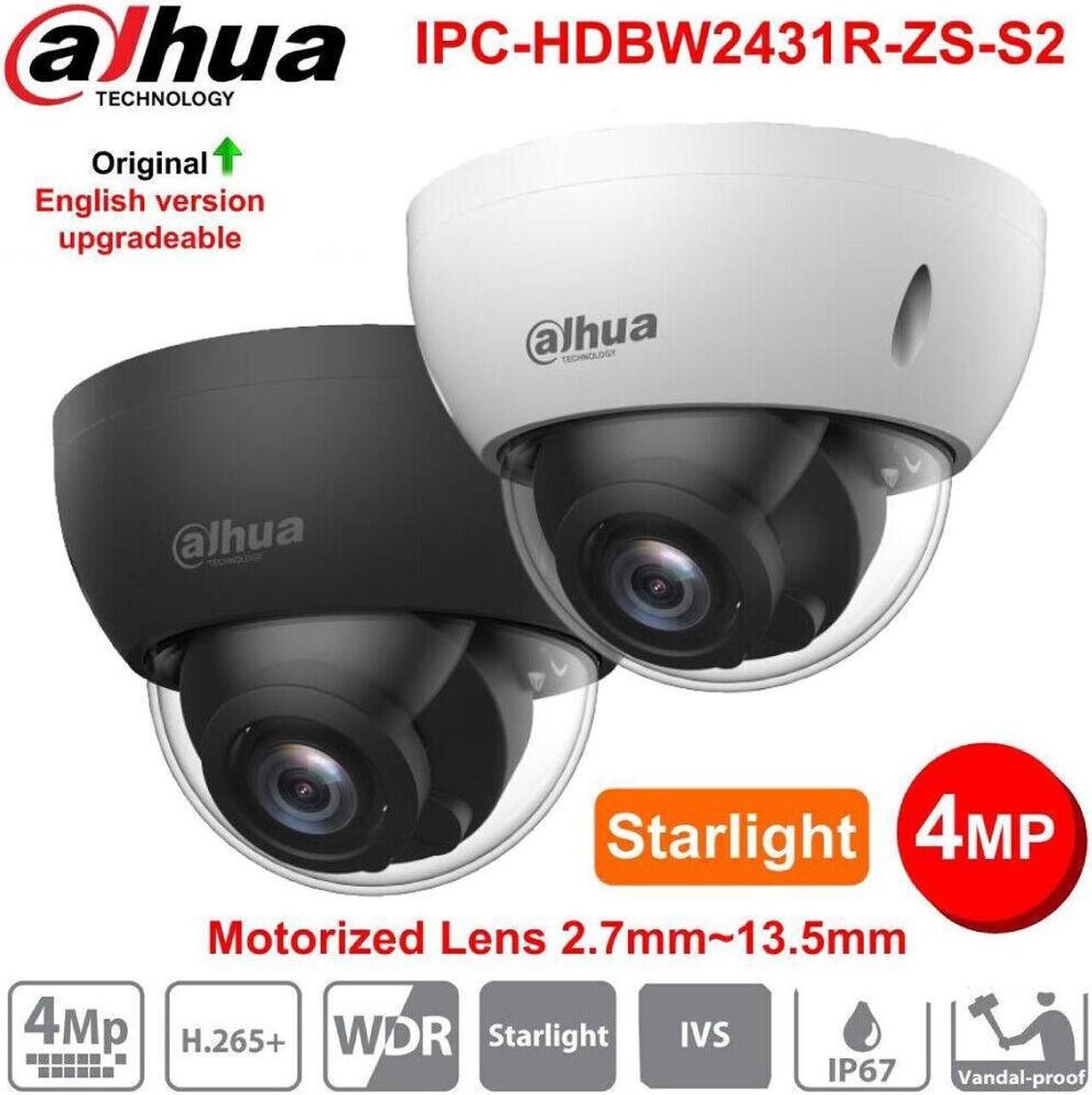 DH Starlight 4MP 5X Zoom IP Security Camera PoE Outdoor IPC-HDBW2431R-ZS-S2 Black