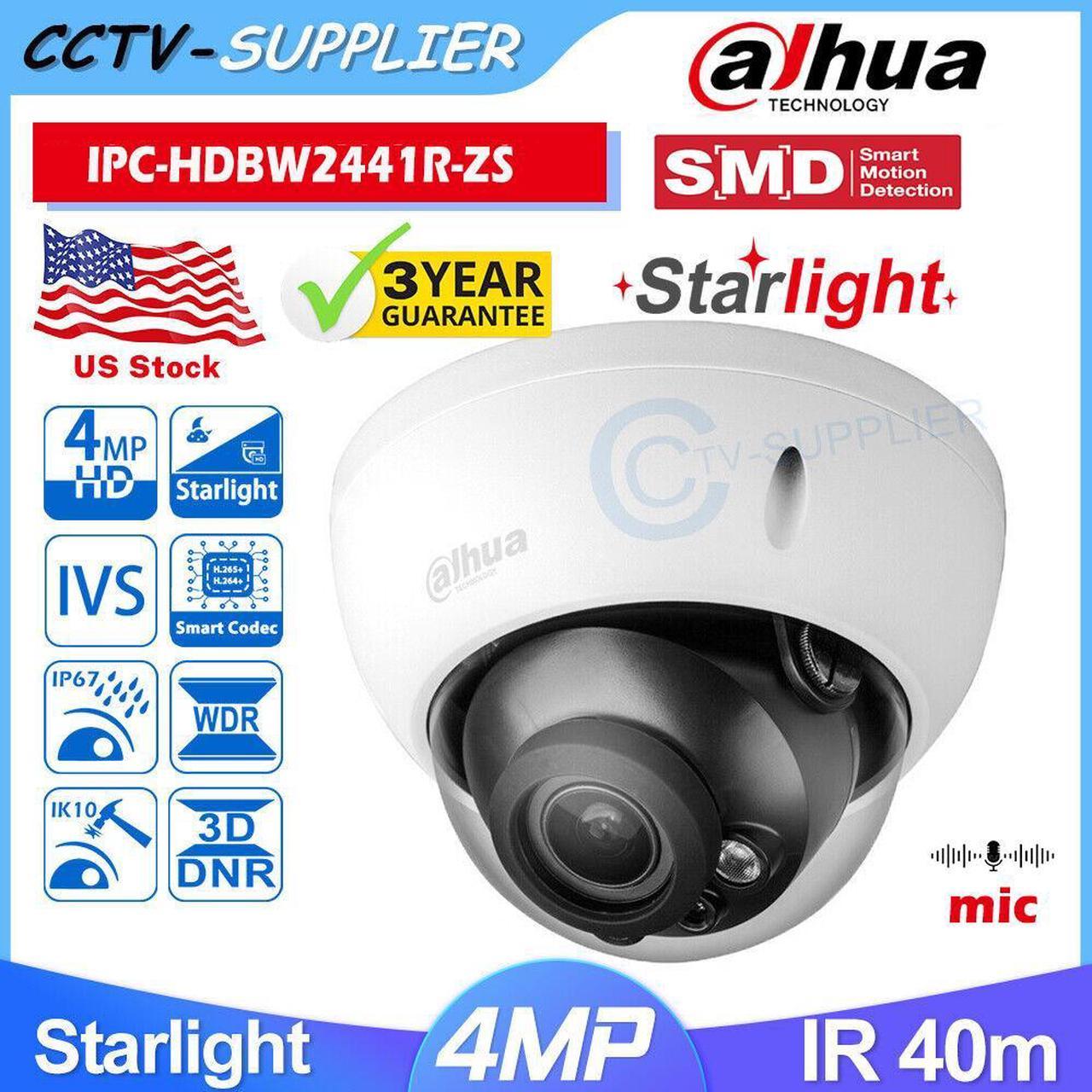 DH 4MP 5X Zoom IPC-HDBW2431R-ZS-S2 WDR IR 30m 265+ Security IP Camera Home Black