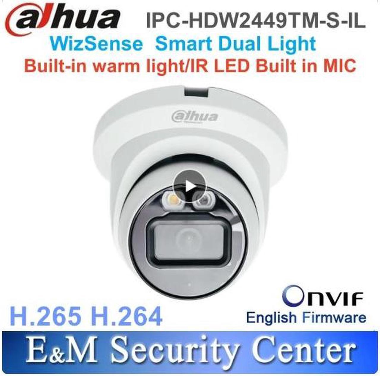 DH IPC-HDW2449TM-S-IL 4MP Smart Dual Light Eyeball WizSense Network IP Camera Dome POE Full-color Built-in MIC Night Vision White 3.6mm Lens