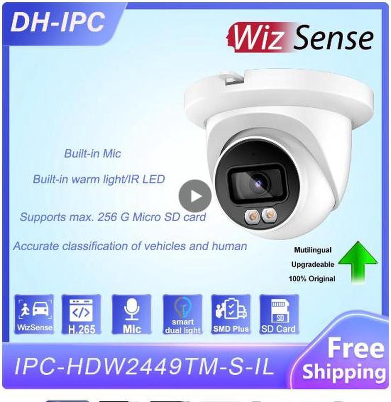 DH 4MP IPC-HDW2449TM-S-IL Smart Dual Light Fixed-focal Eyeball WizSense IP CCTV Network Camera White 3.6mm Lens