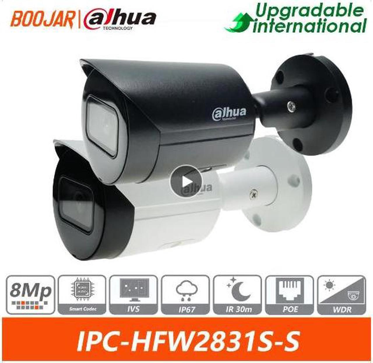 DH IPC-HFW2831S-S-S2 8MP 4K Mini Bullet IP Camera Smart Detection Home Security Protection Starlight HD SD Card PoE Black 2.8mm Lens