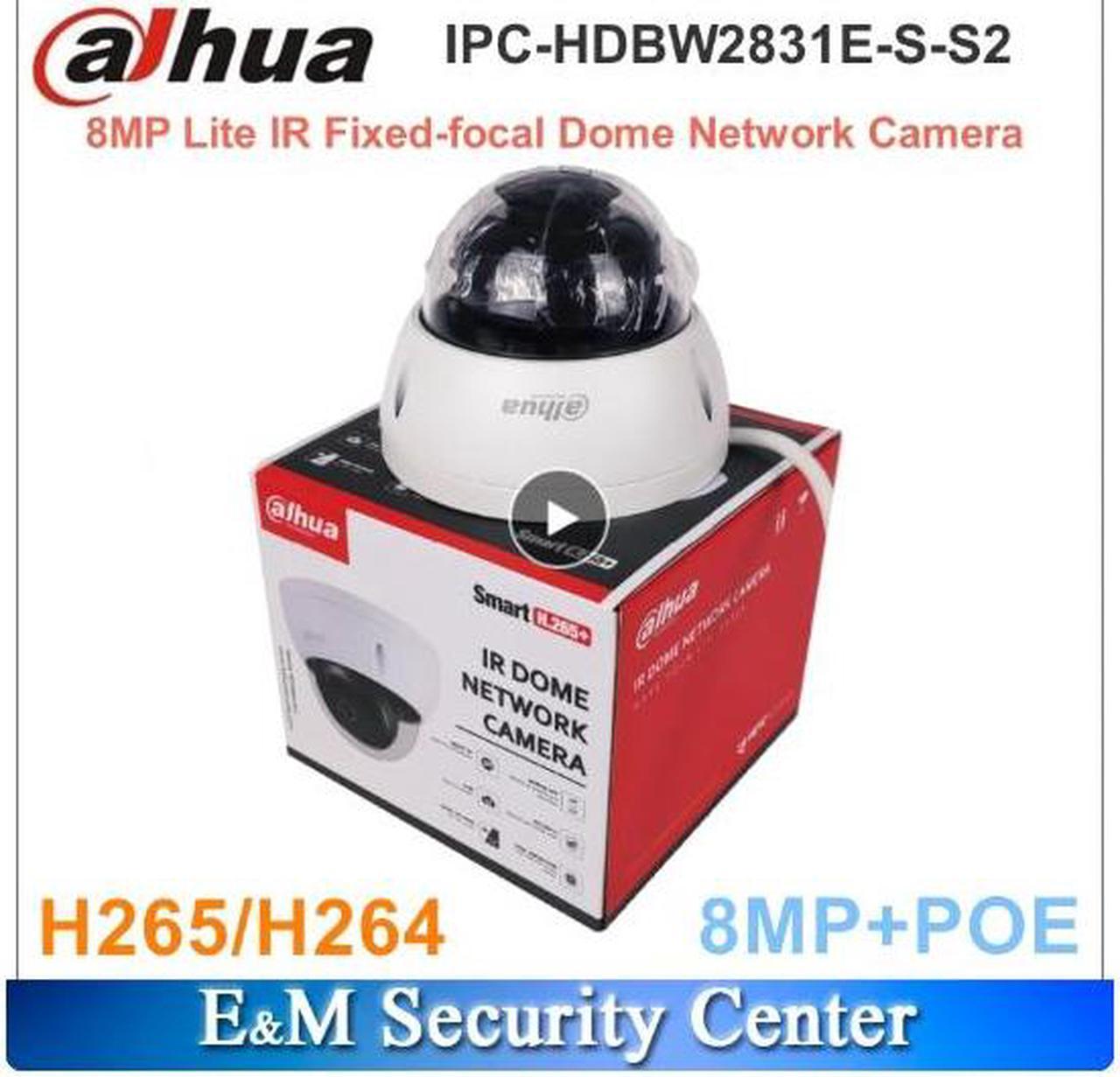 Original DH IPC-HDBW2831E-S-S2 8MP Lite POE IP CCTV IP IP67 Surveillance IR Fixed-focal Dome Network Camera White 3.6mm Lens