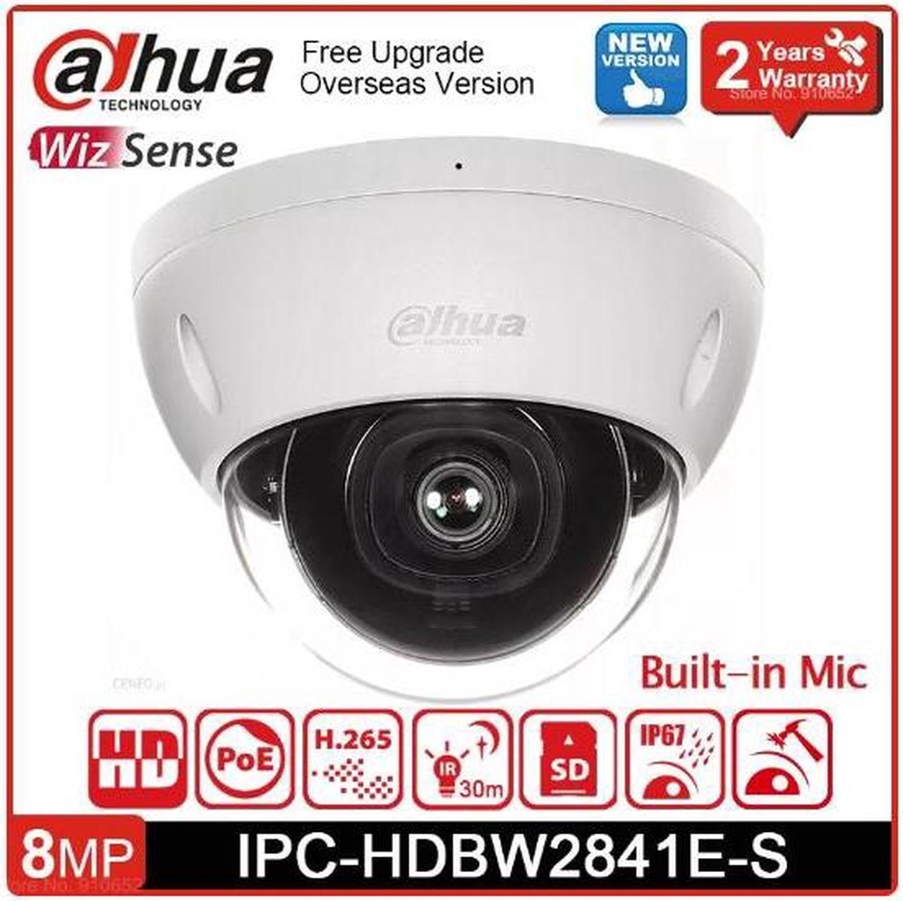 DH IPC-HDBW2831E-S-S2 8MP Lite IR Fixed-focal Dome Network Camera IR 30m SD Card Slot Starlight IP67 4K CCTV Security IPC