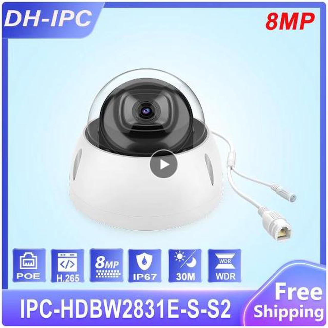 DH 8MP Dome IP Camera IPC-HDBW2831E-S-S2 IK10 Starlight CCTV Security Protection Surveillance Camera Indoor Camera