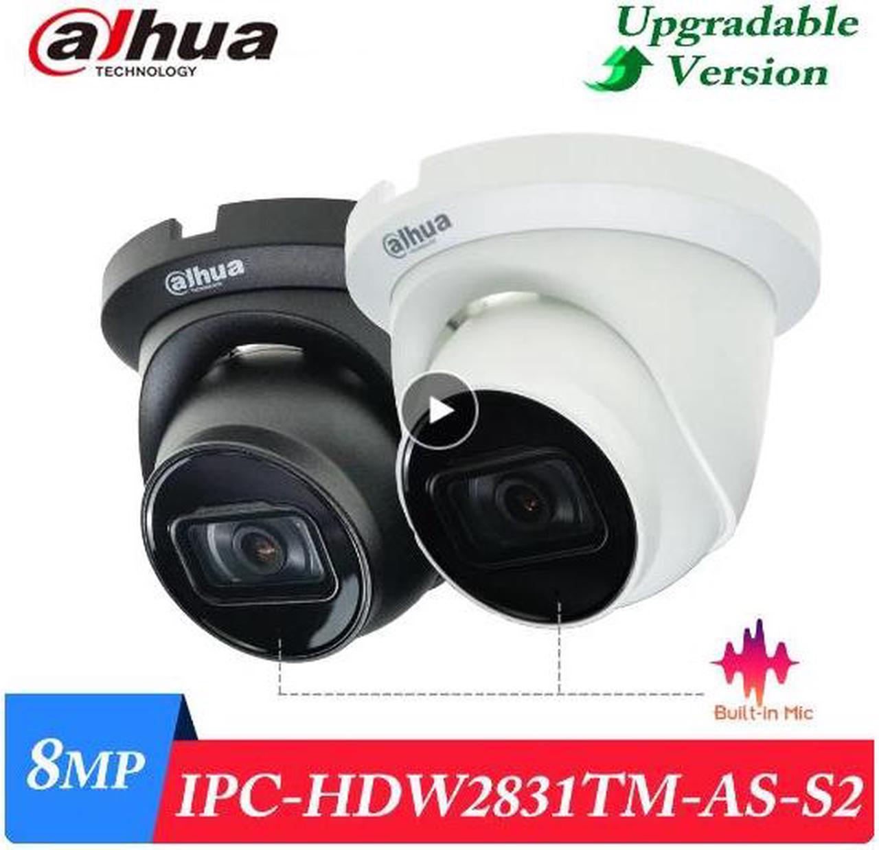 DH 8MP Starlight Turret IP Camera IPC-HDW2831TM-AS-S2 POE Built-in Mic SD Card Slot IR30M IVS WDR Video Surveillance Camera Black 2.8mm Lens