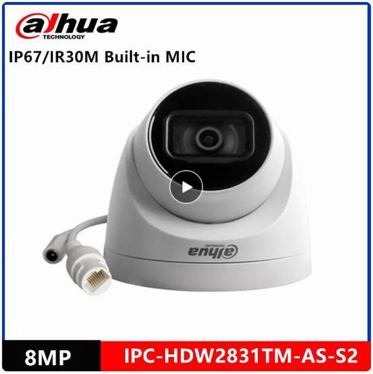 DH 8MP Eyeball Web Camera IPC-HDW2831TM-AS-S2 IR30m Built-in Mic POE IP67 Starlight IP Camera Security replace IPC-HDW4631C-A Black 3.6mm Lens