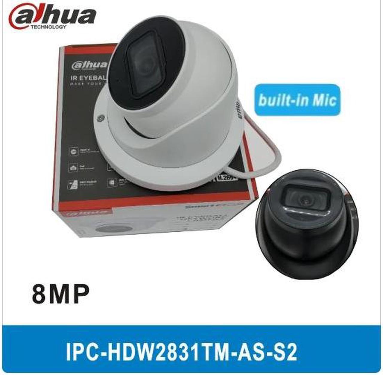 DH OEM 8MP Camera 4K IP Camera IPC-HDW2831TM-AS-S2 PoE IR Build-in Mic SD Card Slot CCTV Security Black 3.6mm Lens