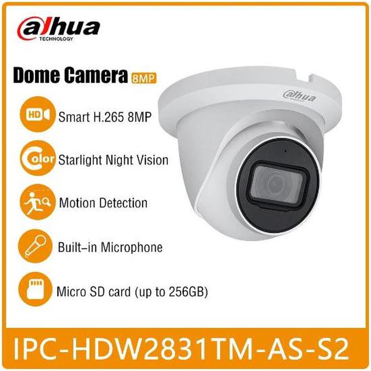 DH OEM 8MP Starlight IP Camera IPC-HDW2831TM-AS-S2 Built-in Mic SD Card Slot Video Security CCTV Surveillance Camera