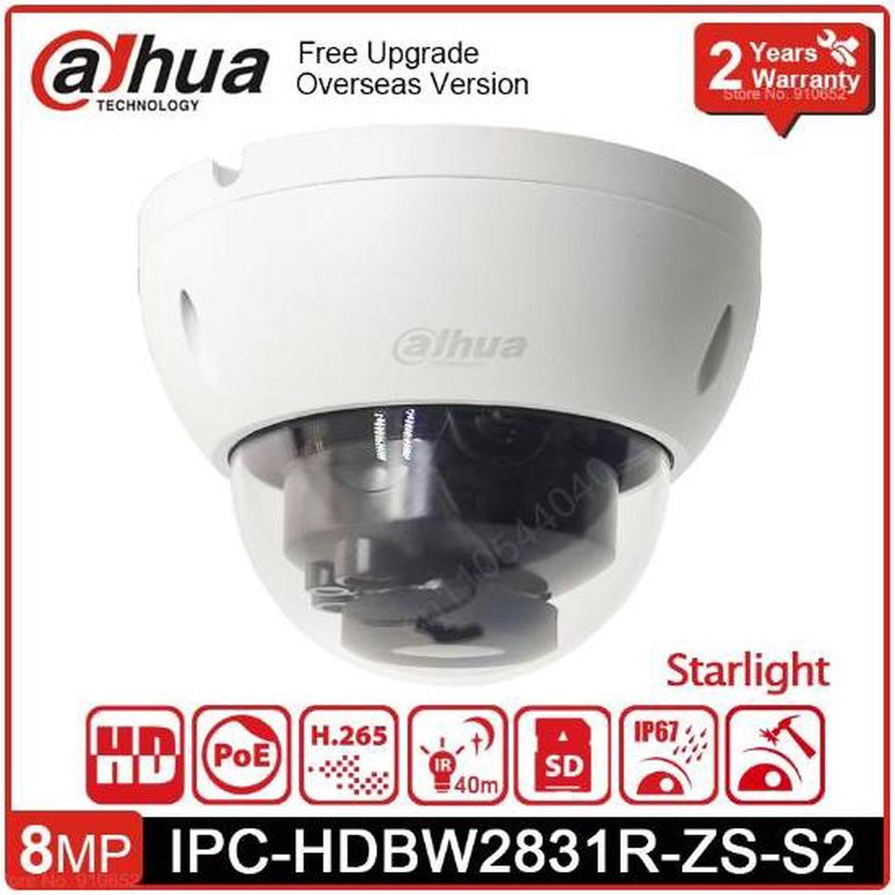 DH IPC-HDBW2831R-ZS-S2 4K Smart H.265 8MP Lite IR 40M 2.7 mm13.5 mm Motorized Vari-focal WDR Dome Network PoE IP IK10 Camera