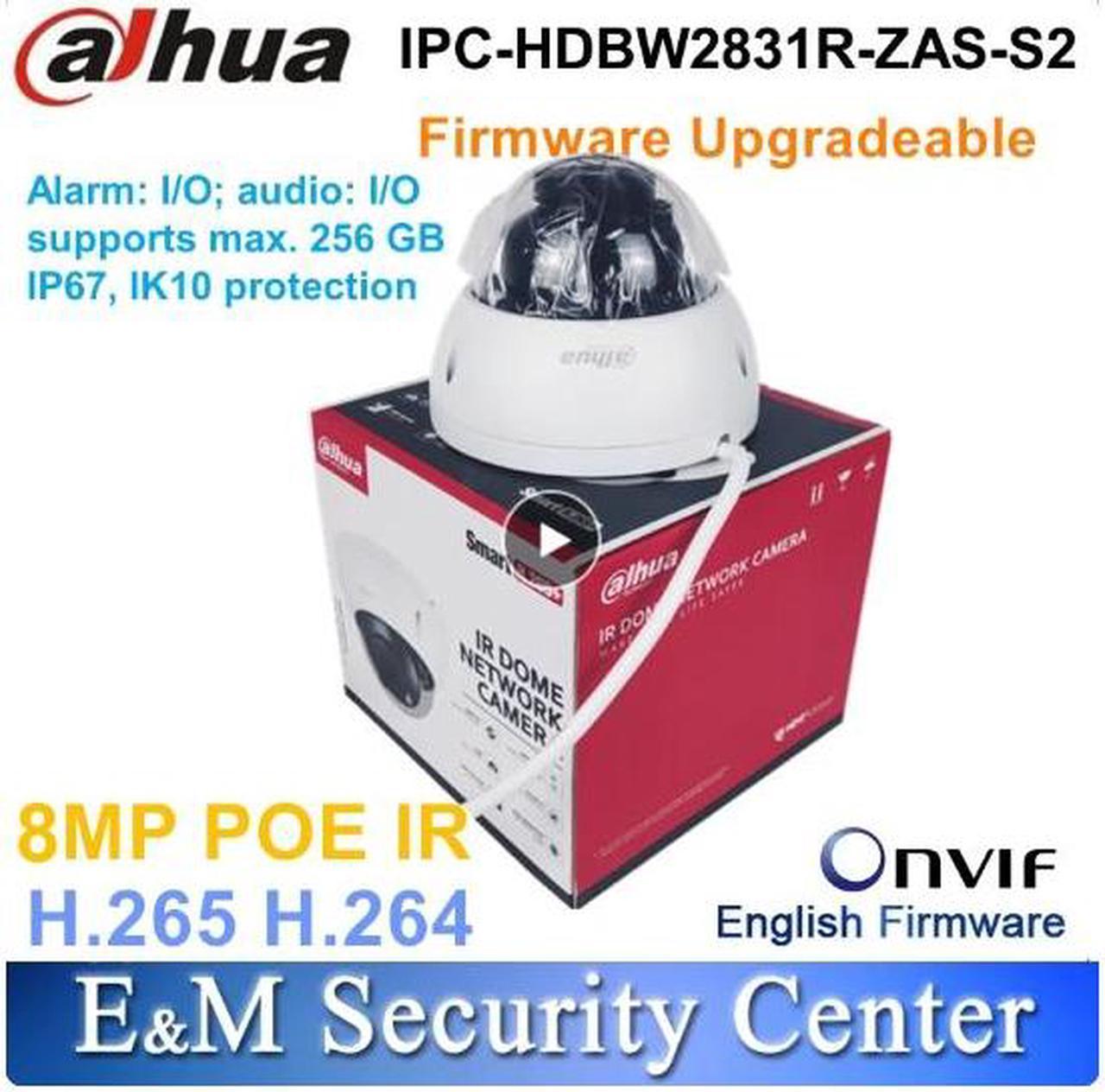 Original DH IPC-HDBW2831R-ZAS-S2 8MP Lite IP POE IR Alarm/Audio I/O Vari-focal Dome Network Camera Black