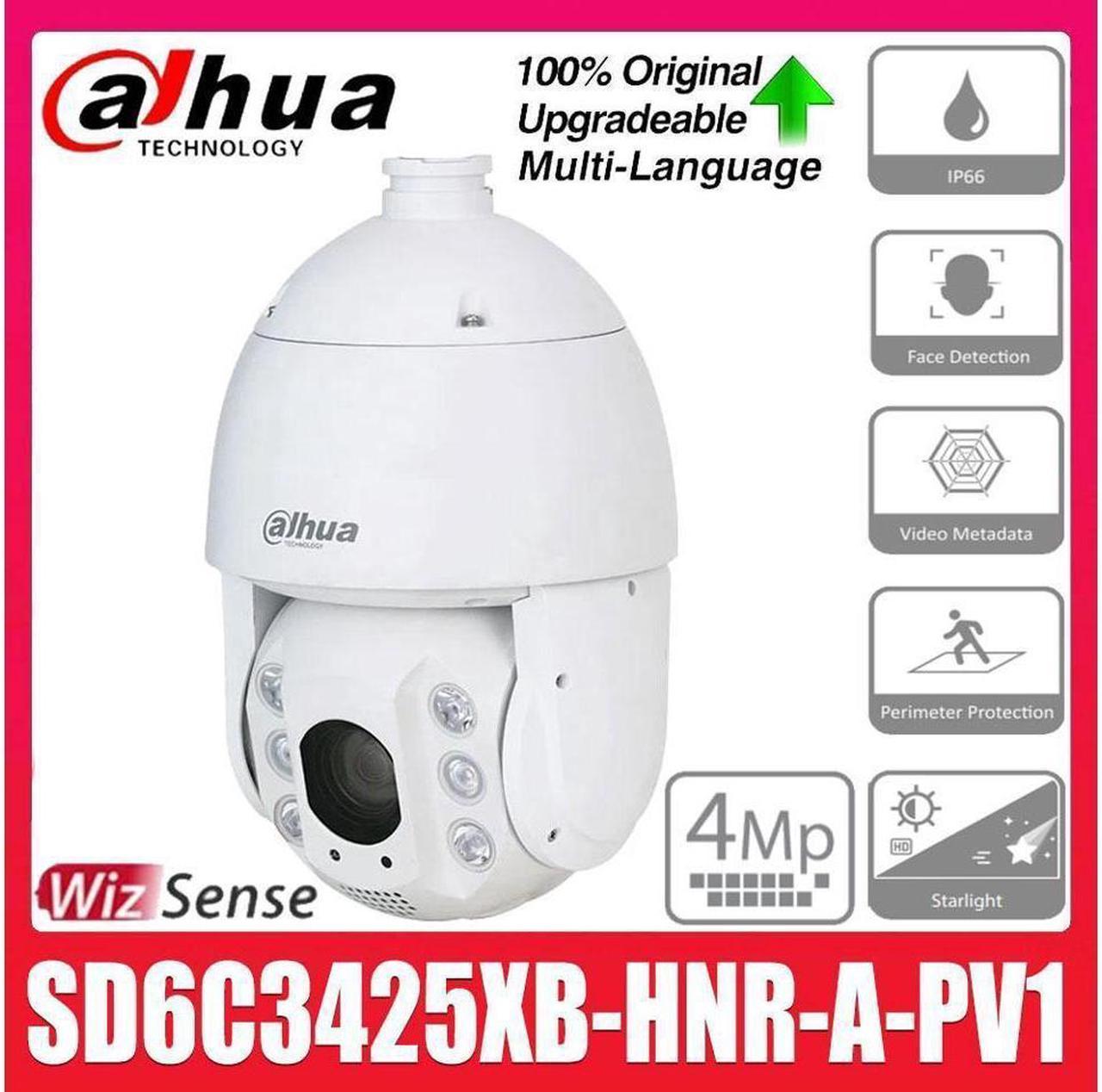 DH SD6C3425XB-HNR-A-PV1 4MP 25x Starlight IR 150m WizSense PTZ IP Camera PFA Metadata Auto-tracking Siren+Light Deterrence