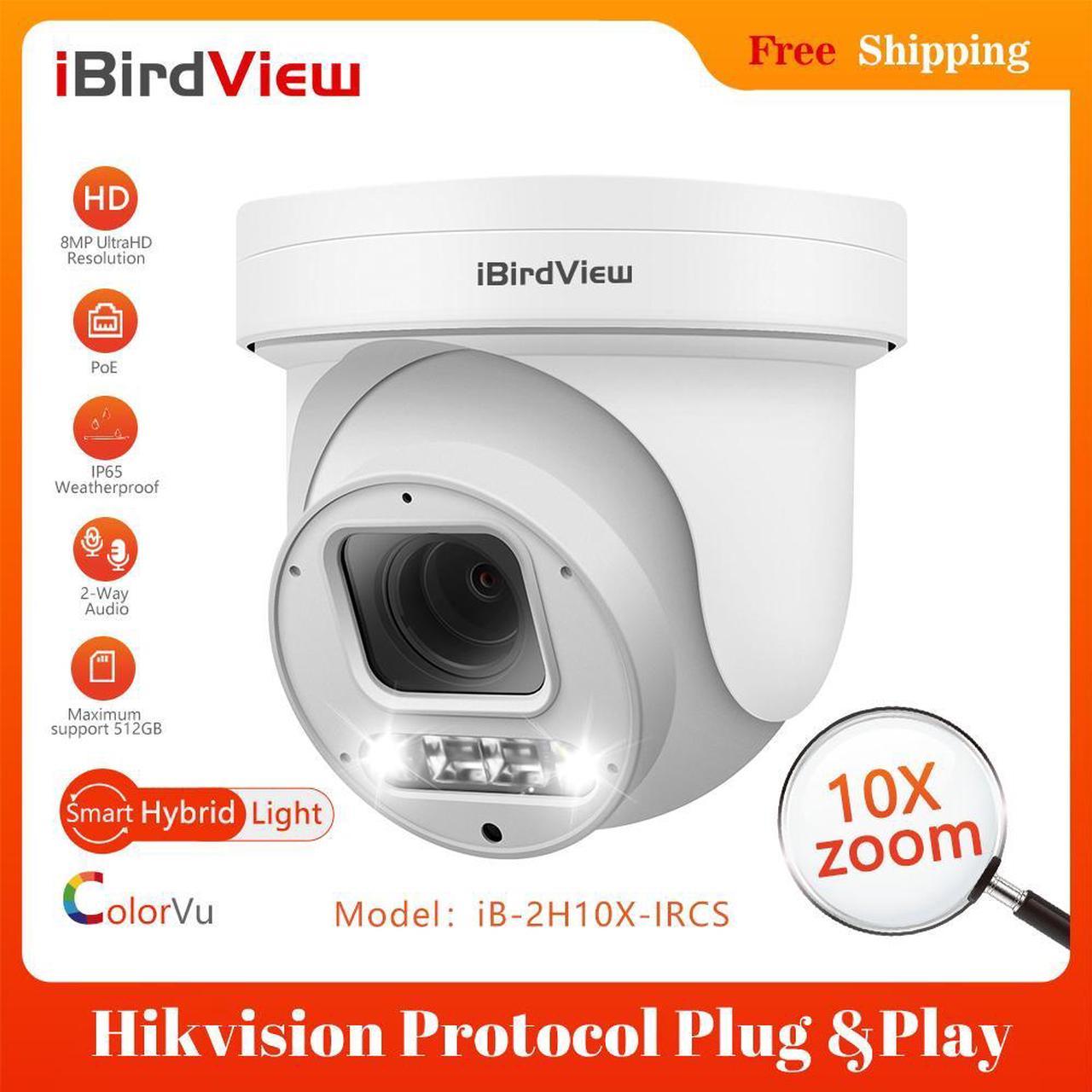 8MP PTZ Human Detection 10X Zoom H.265 IP65 POE IP Camera Color Night 2Way Audio