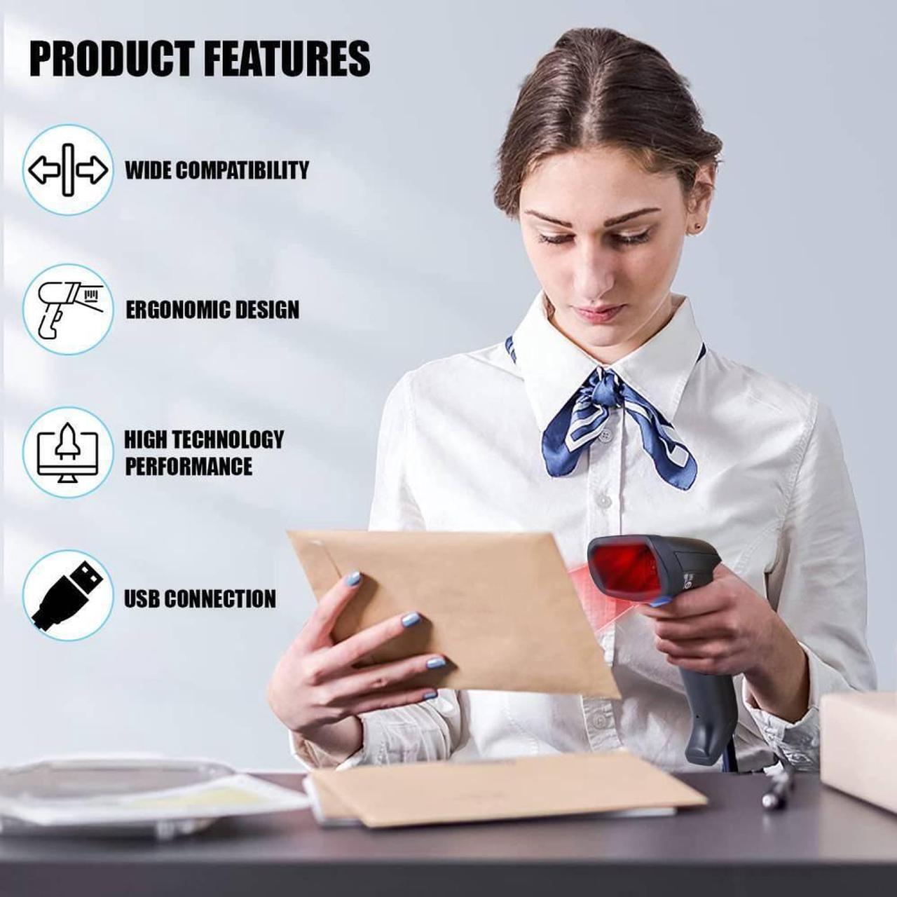 Alt view image 4 of 7 - Datalogic QD2590-BKK1 Corded Handheld Barcode Scanner 2D Imager with USB Cable