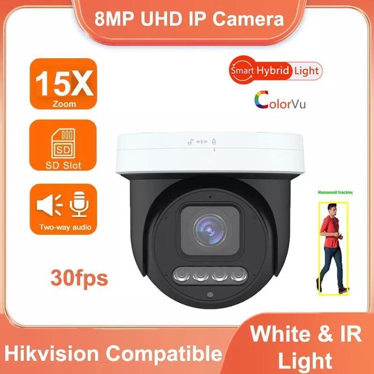 8MP 4K PTZ IP Camera Auto Tracking 30fps Outdoor Human AI POE Onvif Audio Camera