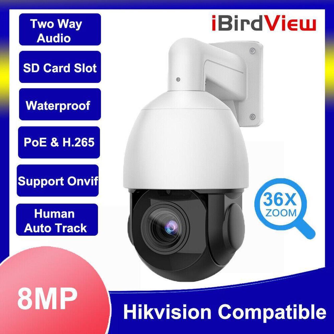 8MP 36X Zoom PTZ Hik Compatible POE Speed Dome Security Camera White