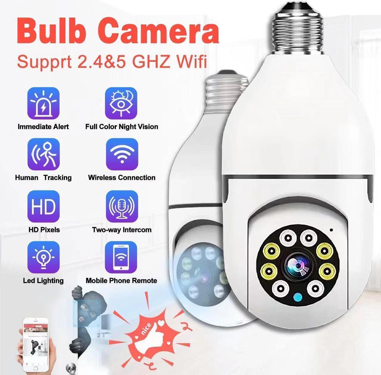 2.4G/5G Dual 360° 1080P IP E27 Light Bulb Camera Wireless Security 2-Way Audio