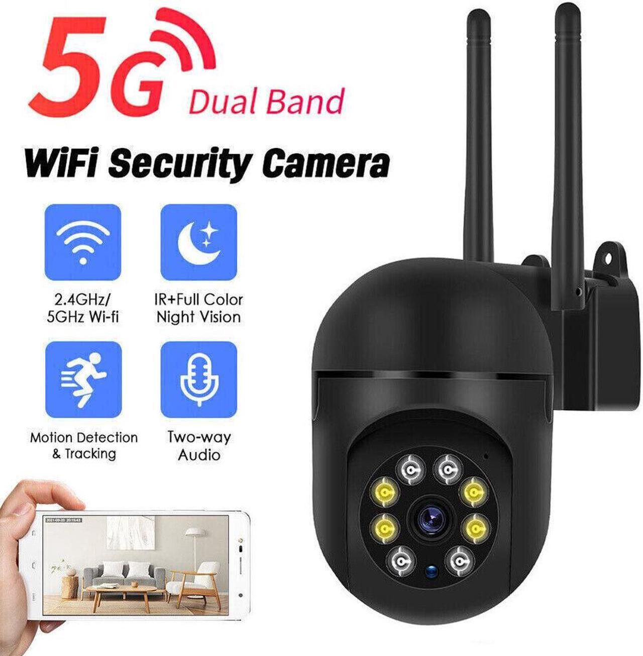 Wireless 5G Wifi Camera Indoor Home Security System IP Cam 1080P HD Monitors Black