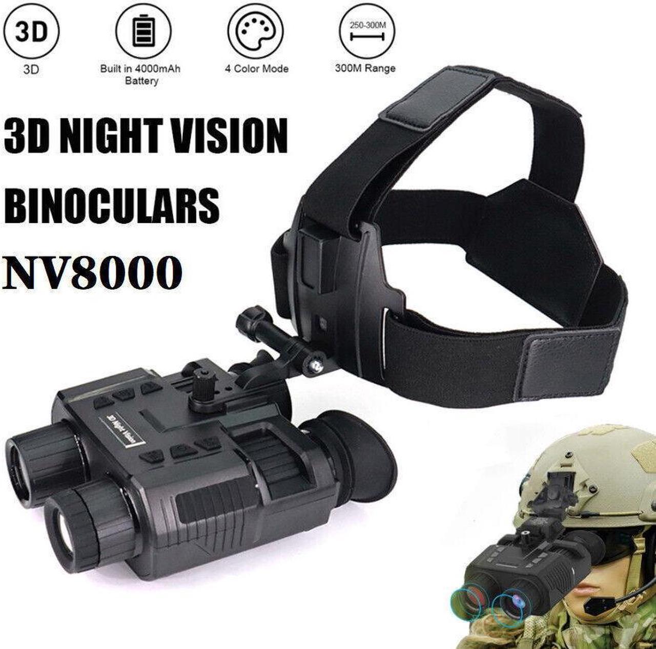 NV8000 3D Night Vision Binoculars Goggles Head Mount Infrared Night Vision 1080P