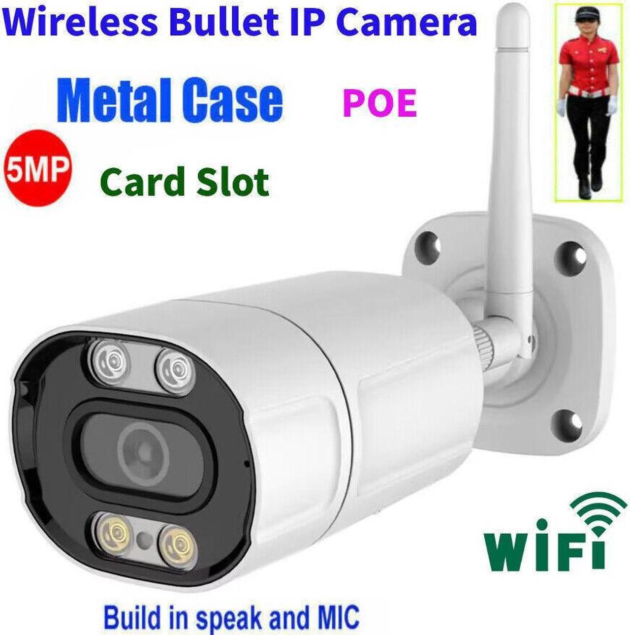 5MP Bullet Security IP Camera 2.4G 5G WIFI Two Way Audio Outdoor w/ SD Card Slot