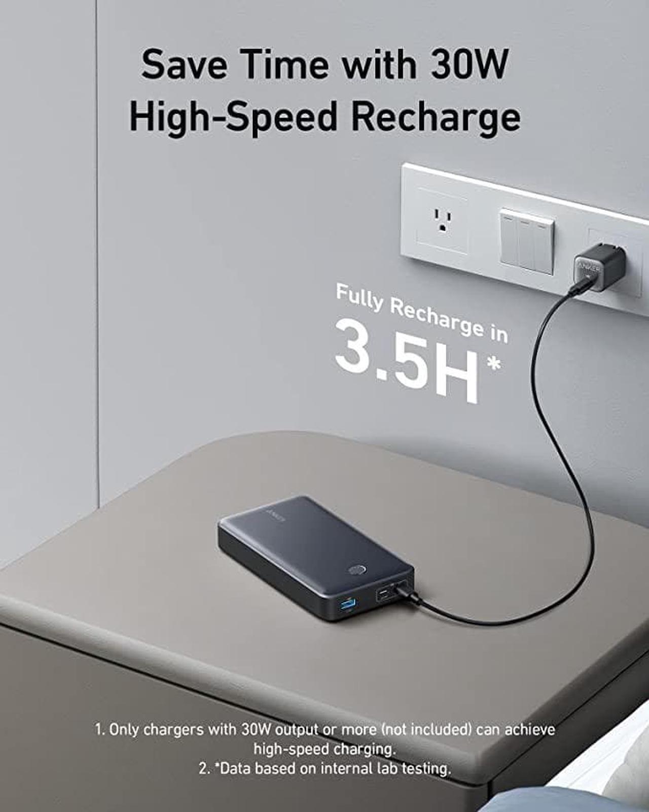 Alt view image 3 of 6 - Anker Portable Charger, 24,000mAh 65W Power Bank, 537 Power Bank (PowerCore 24K for Laptop), for MacBook Pro, Microsoft Surface, iPad Pro, iPhone 14 Pro, Apple Watch Series 5, and More