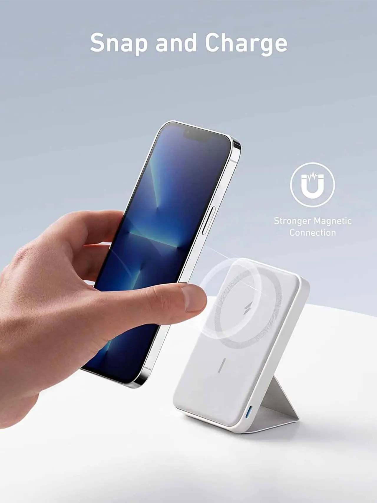 Alt view image 2 of 7 - Anker 622 Magnetic Battery (MagGo) Upgraded Version, 5,000mAh Foldable Magnetic Wireless Portable Charger and USB-C (On The Side), Only for iPhone 14/13/12 Series
