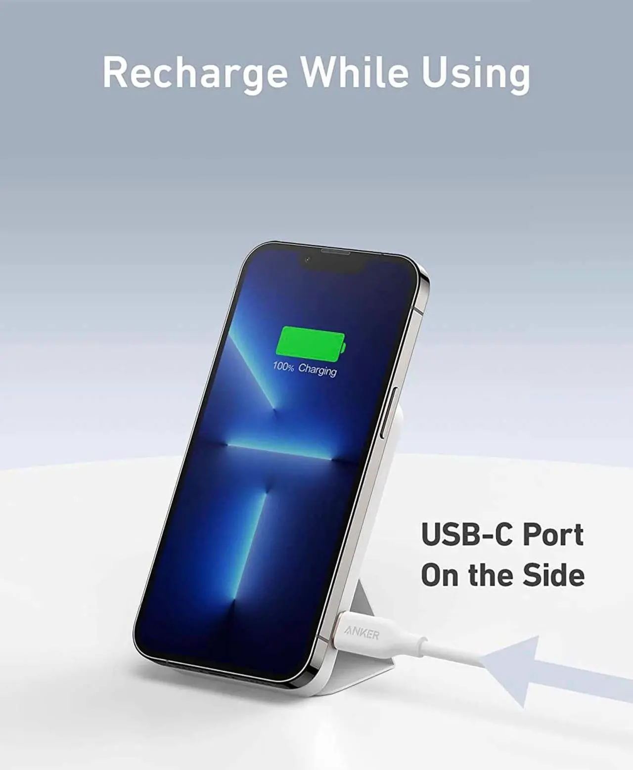 Alt view image 6 of 7 - Anker 622 Magnetic Battery (MagGo) Upgraded Version, 5,000mAh Foldable Magnetic Wireless Portable Charger and USB-C (On The Side), Only for iPhone 14/13/12 Series