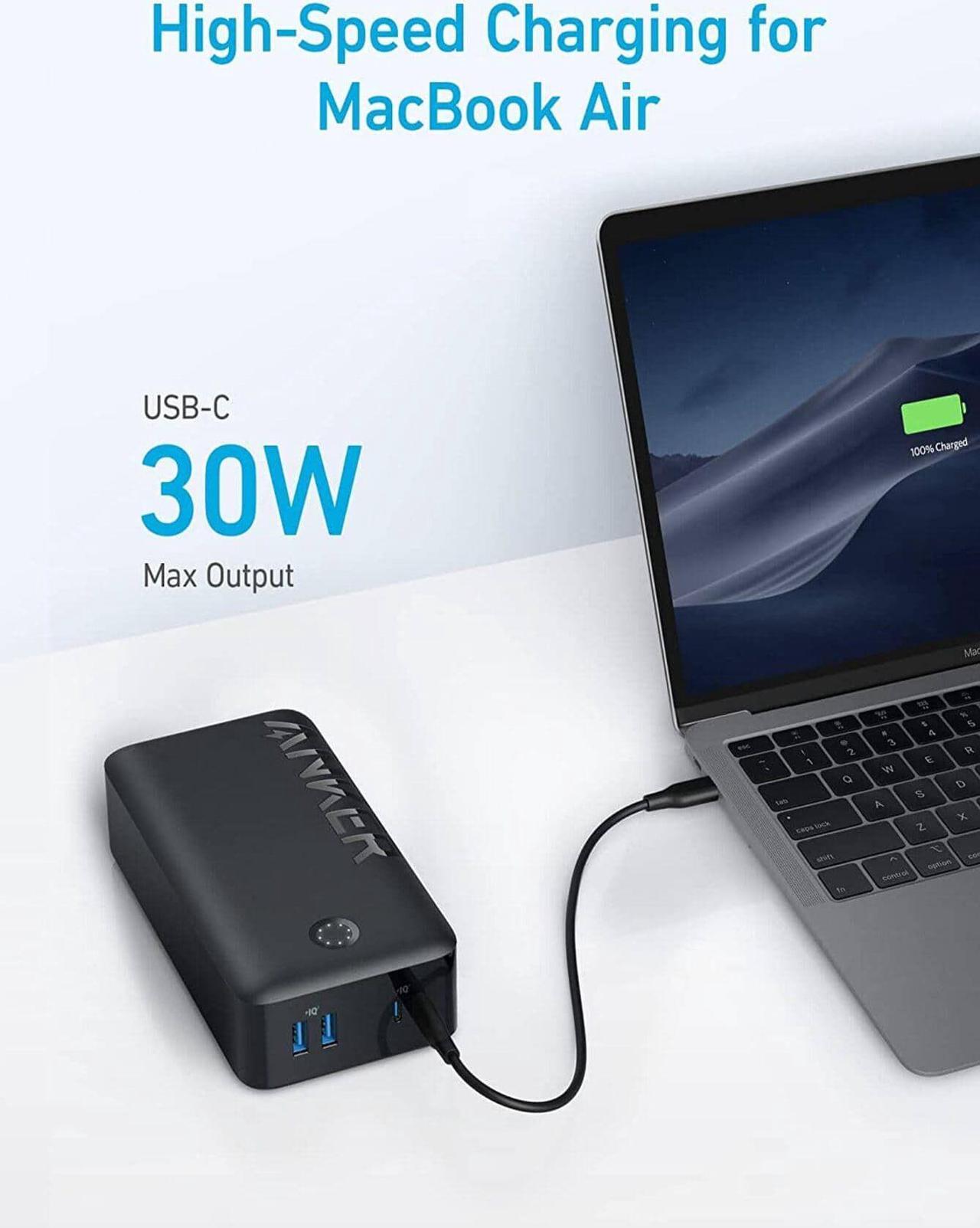Alt view image 3 of 6 - Anker Portable Charger, 347 Power Bank (PowerCore 40K), 40,000mAh 30W Battery Pack with USB-C High-Speed Charging, for MacBook, iPhone 13 / Pro/Pro Max/Mini, Samsung Galaxy, iPad, AirPods, and More