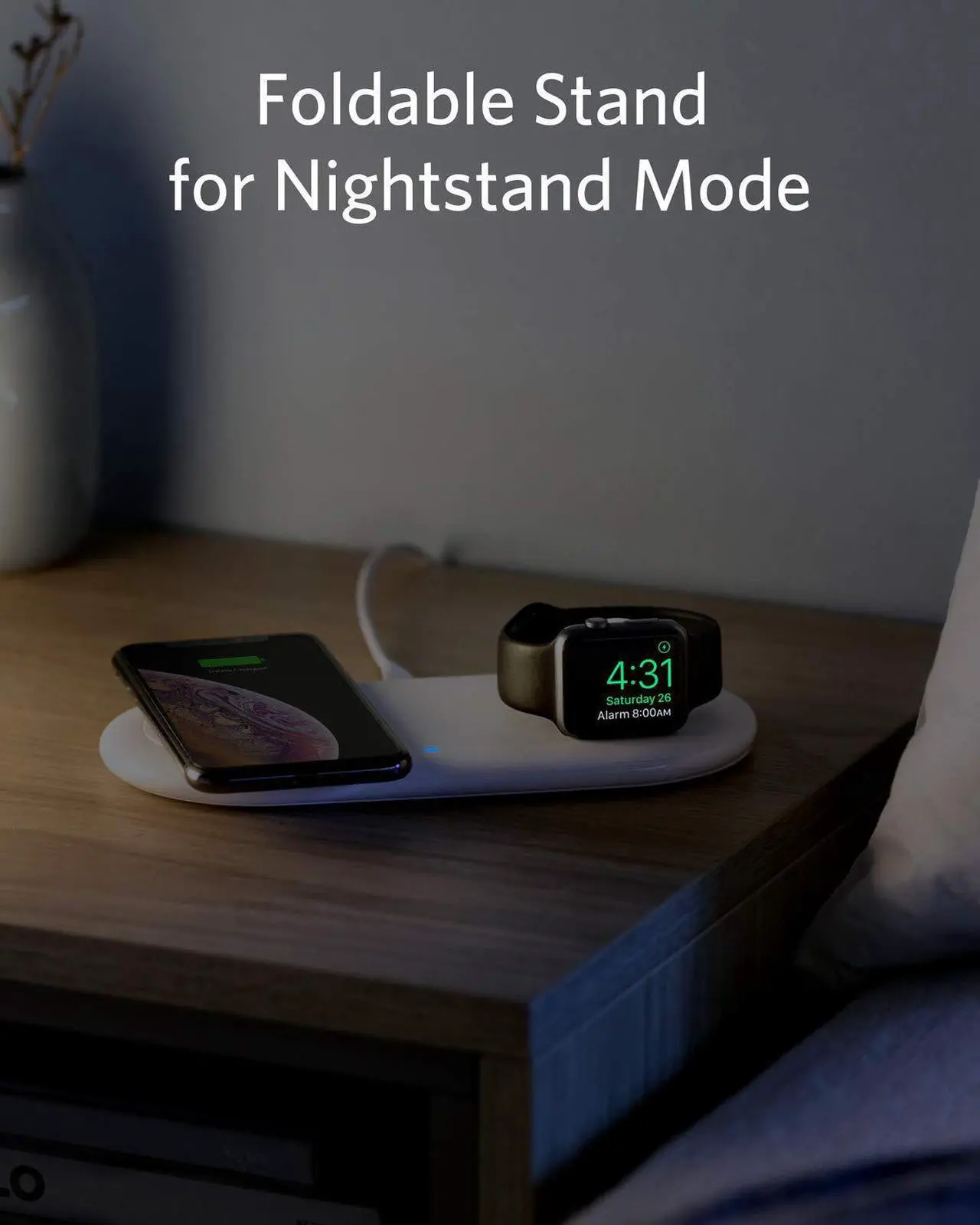 Alt view image 3 of 7 - Anker Wireless Charger, 2 in 1 PowerWave+ Pad with Apple Watch Holder for Apple Watch 4/3/2, 7.5W for iPhone 11, 11 Pro, 11 Pro Max, Xs, XS Max, XR, X, 8, 8 Plus (No Apple Watch Charger)