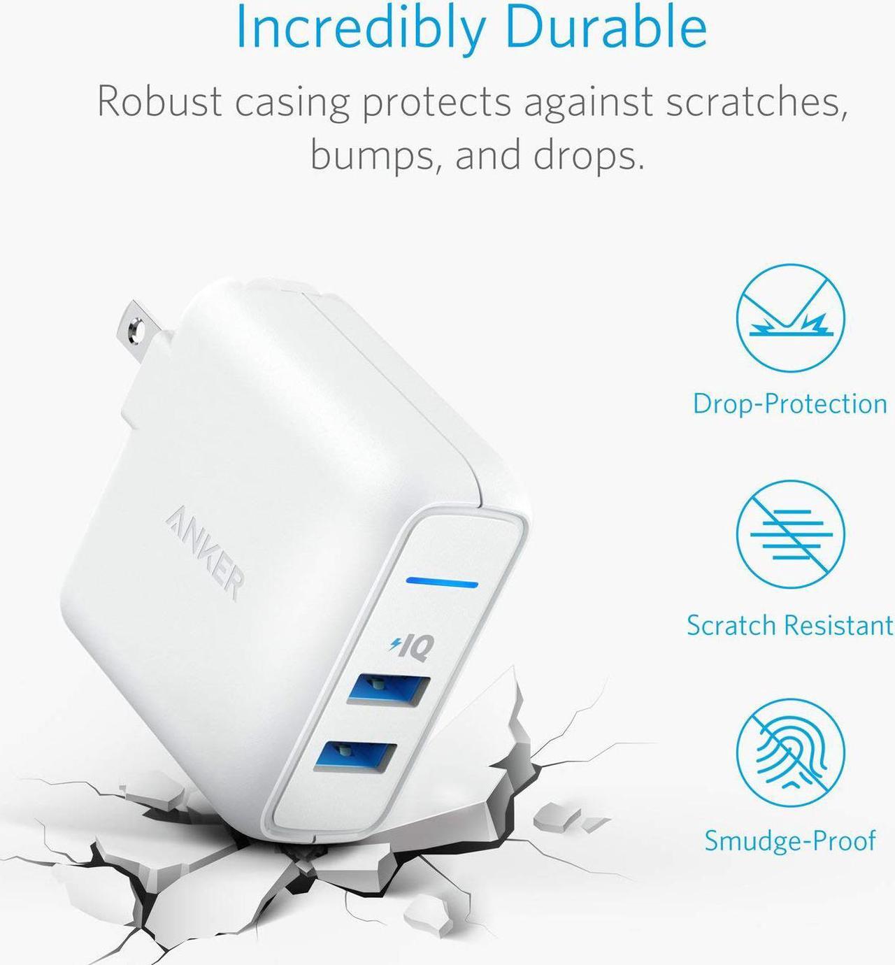 Alt view image 5 of 7 - Anker Elite Dual Port 24W Wall Charger, PowerPort 2 with PowerIQ and Foldable Plug , USB Charger for iPhone 11/Xs/XS Max/XR/X/8/7/6/Plus, iPad Pro/Air 2/Mini 3/Mini 4, Samsung S4/S5, and More