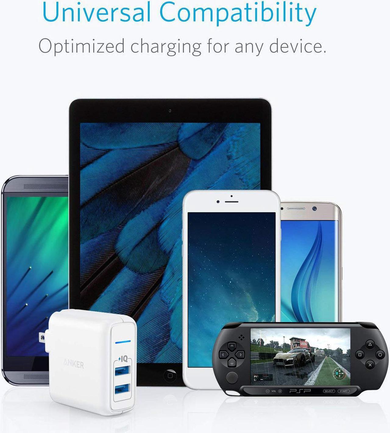Alt view image 4 of 7 - Anker Elite Dual Port 24W Wall Charger, PowerPort 2 with PowerIQ and Foldable Plug , USB Charger for iPhone 11/Xs/XS Max/XR/X/8/7/6/Plus, iPad Pro/Air 2/Mini 3/Mini 4, Samsung S4/S5, and More
