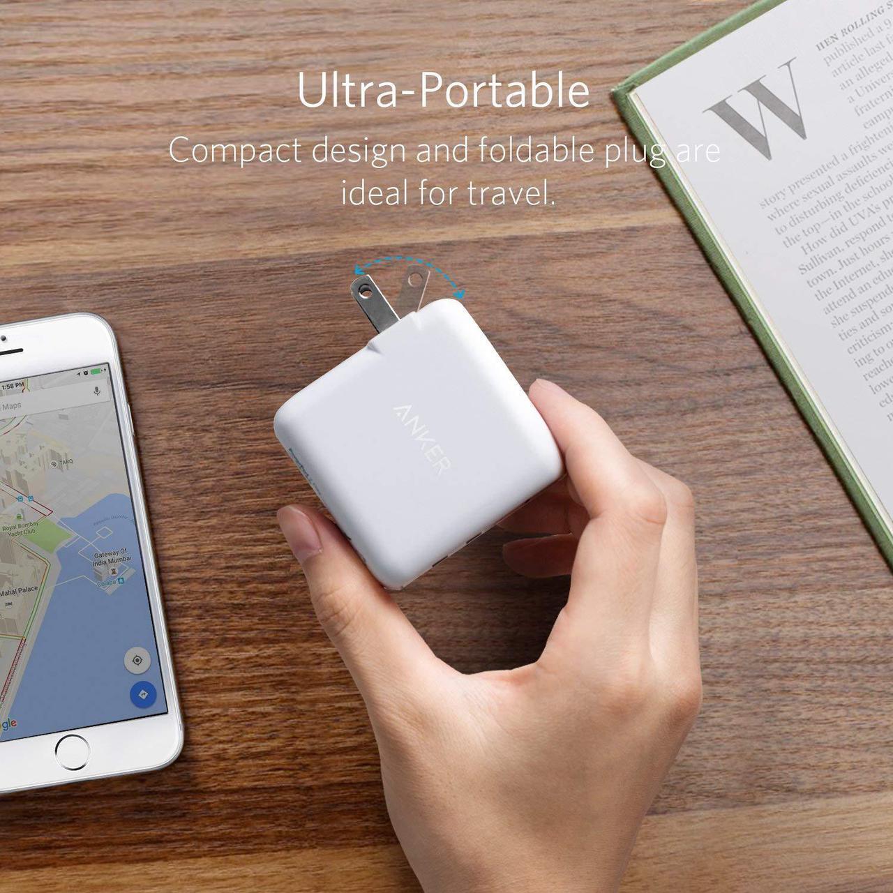 Alt view image 3 of 7 - Anker Elite Dual Port 24W Wall Charger, PowerPort 2 with PowerIQ and Foldable Plug , USB Charger for iPhone 11/Xs/XS Max/XR/X/8/7/6/Plus, iPad Pro/Air 2/Mini 3/Mini 4, Samsung S4/S5, and More