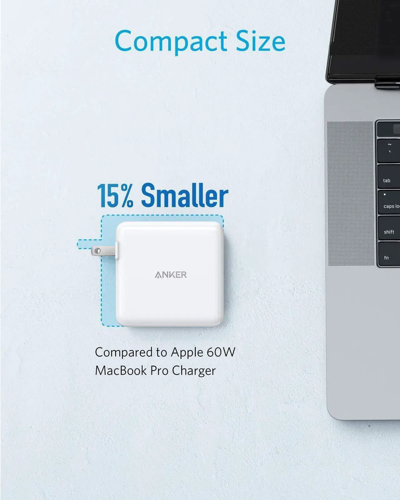 Alt view image 6 of 7 - USB C Charger, Anker 60W PIQ 3.0 & GaN Tech Dual Port Charger, PowerPort Atom III (2 Ports) Travel Charger with a 45W USB C Port, for USB-C Laptops, MacBook, iPad Pro, iPhone, Galaxy, Pixel and More