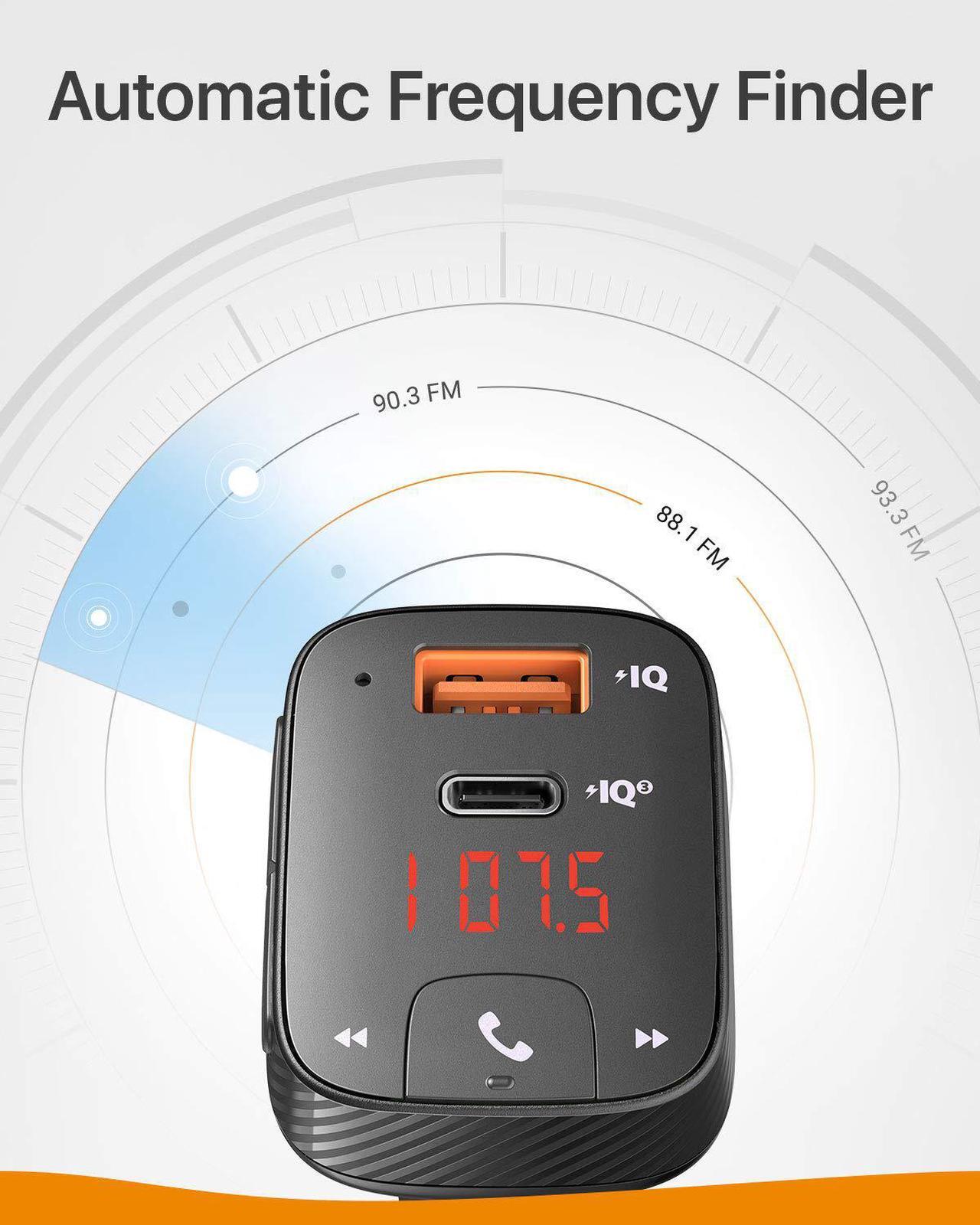 Alt view image 3 of 7 - Anker Roav SmartCharge T2 Bluetooth FM Transmitter for Car, Audio Adapter and Receiver, Car Charger, Power IQ 3.0, Bluetooth 5.0, Wireless Calling, Noise Cancellation