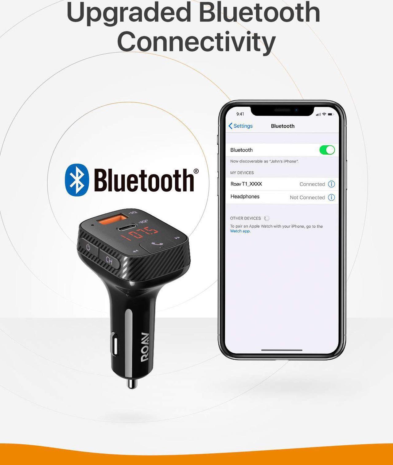 Alt view image 6 of 7 - Anker Roav SmartCharge T2 Bluetooth FM Transmitter for Car, Audio Adapter and Receiver, Car Charger, Power IQ 3.0, Bluetooth 5.0, Wireless Calling, Noise Cancellation