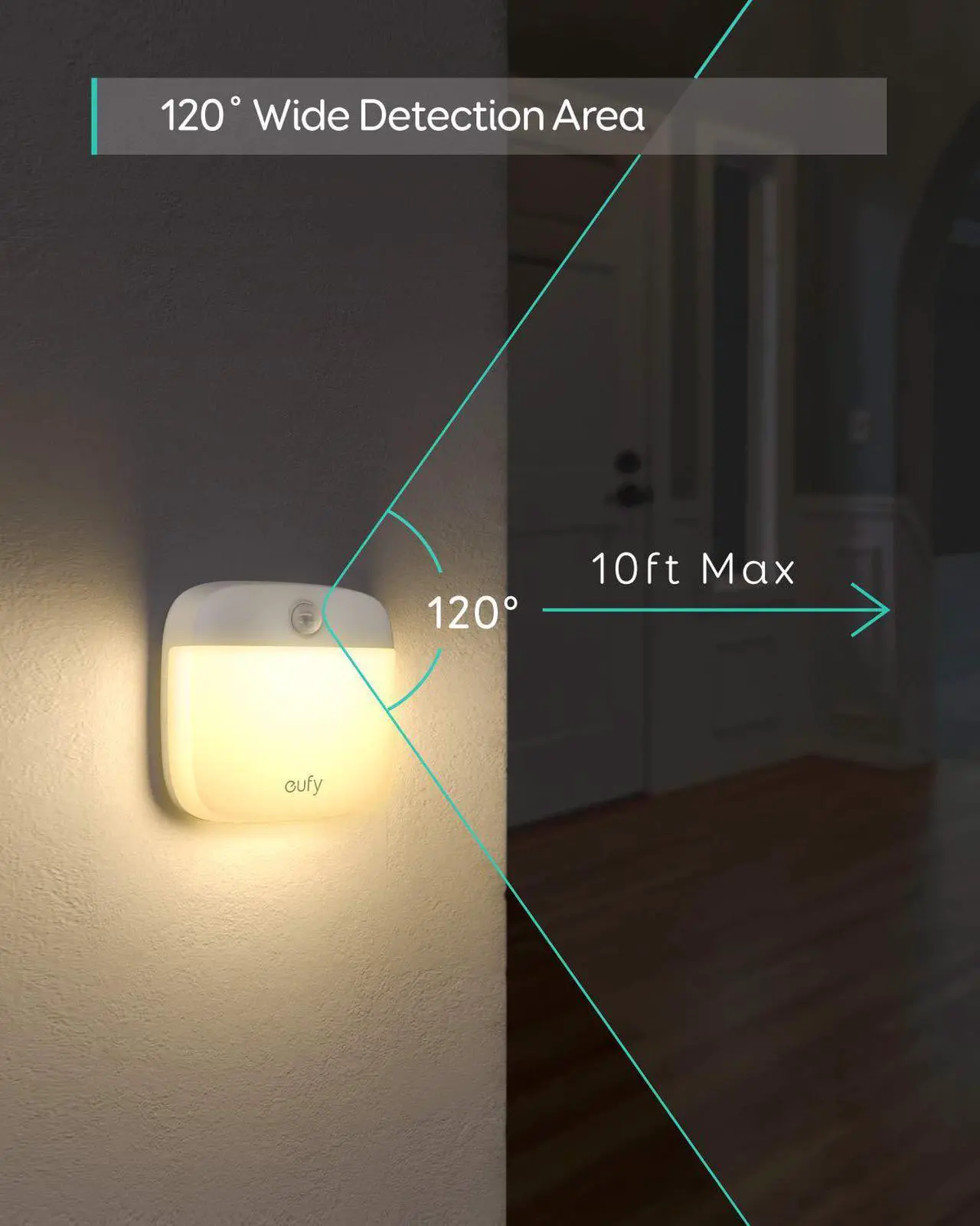 Alt view image 4 of 7 - eufy Lumi Stick-On Night Light, 2nd Generation Warm White LED, Motion Sensor, Bedroom, Bathroom, Kitchen, Hallway, Stairs, Energy Efficient, Compact, 3-Pack