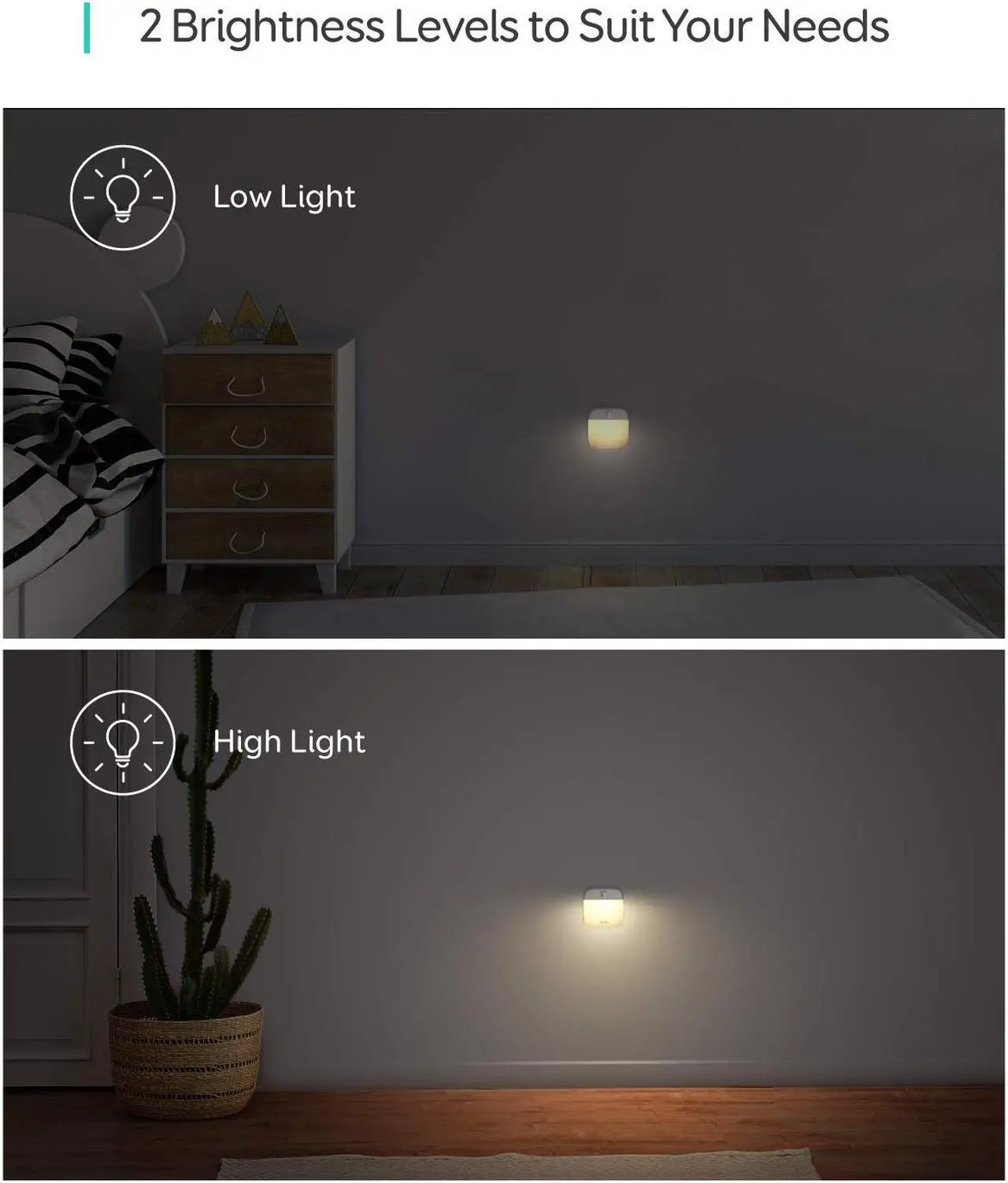 Alt view image 2 of 7 - eufy Lumi Stick-On Night Light, 2nd Generation Warm White LED, Motion Sensor, Bedroom, Bathroom, Kitchen, Hallway, Stairs, Energy Efficient, Compact, 3-Pack