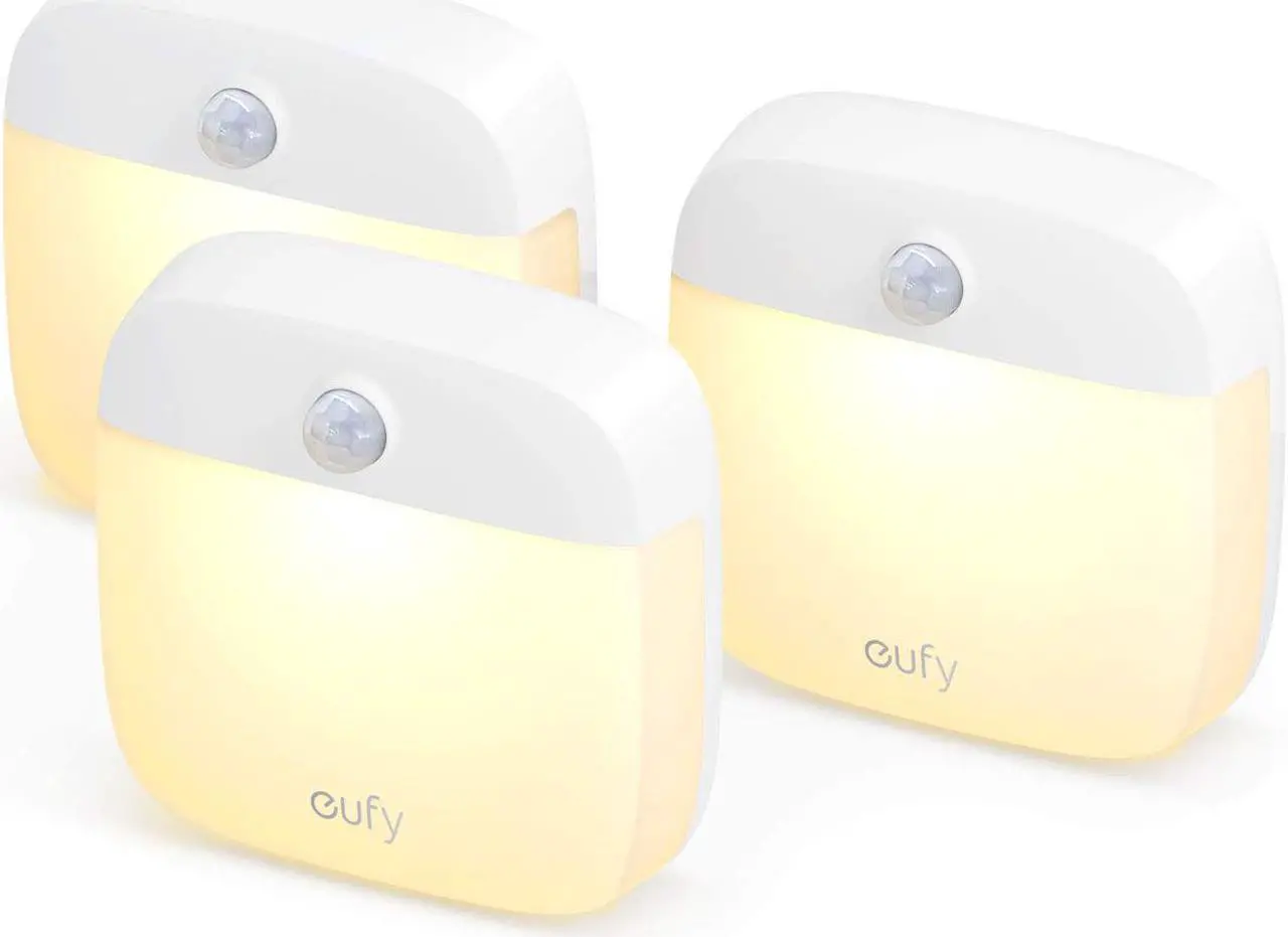 Main image of eufy Lumi Stick-On Night Light, 2nd Generation Warm White LED, Motion Sensor, Bedroom, Bathroom, Kitchen, Hallway, Stairs, Energy Efficient, Compact, 3-Pack