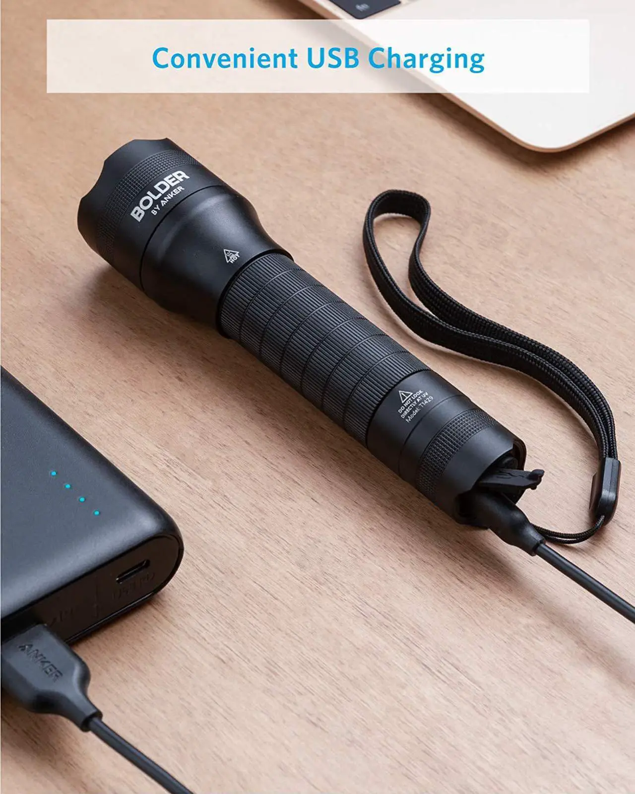Alt view image 4 of 7 - Anker Bolder UV flashlight Rechargeable, 380nm Ultraviolet Blacklight Detector for Dog Urine, Pet Stains and Fluorescence, Pocket-size LED Torch, IPX5 Water Resistant, 18650 Battery Included