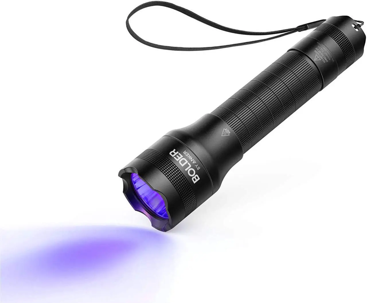 Main image of Anker Bolder UV flashlight Rechargeable, 380nm Ultraviolet Blacklight Detector for Dog Urine, Pet Stains and Fluorescence, Pocket-size LED Torch, IPX5 Water Resistant, 18650 Battery Included