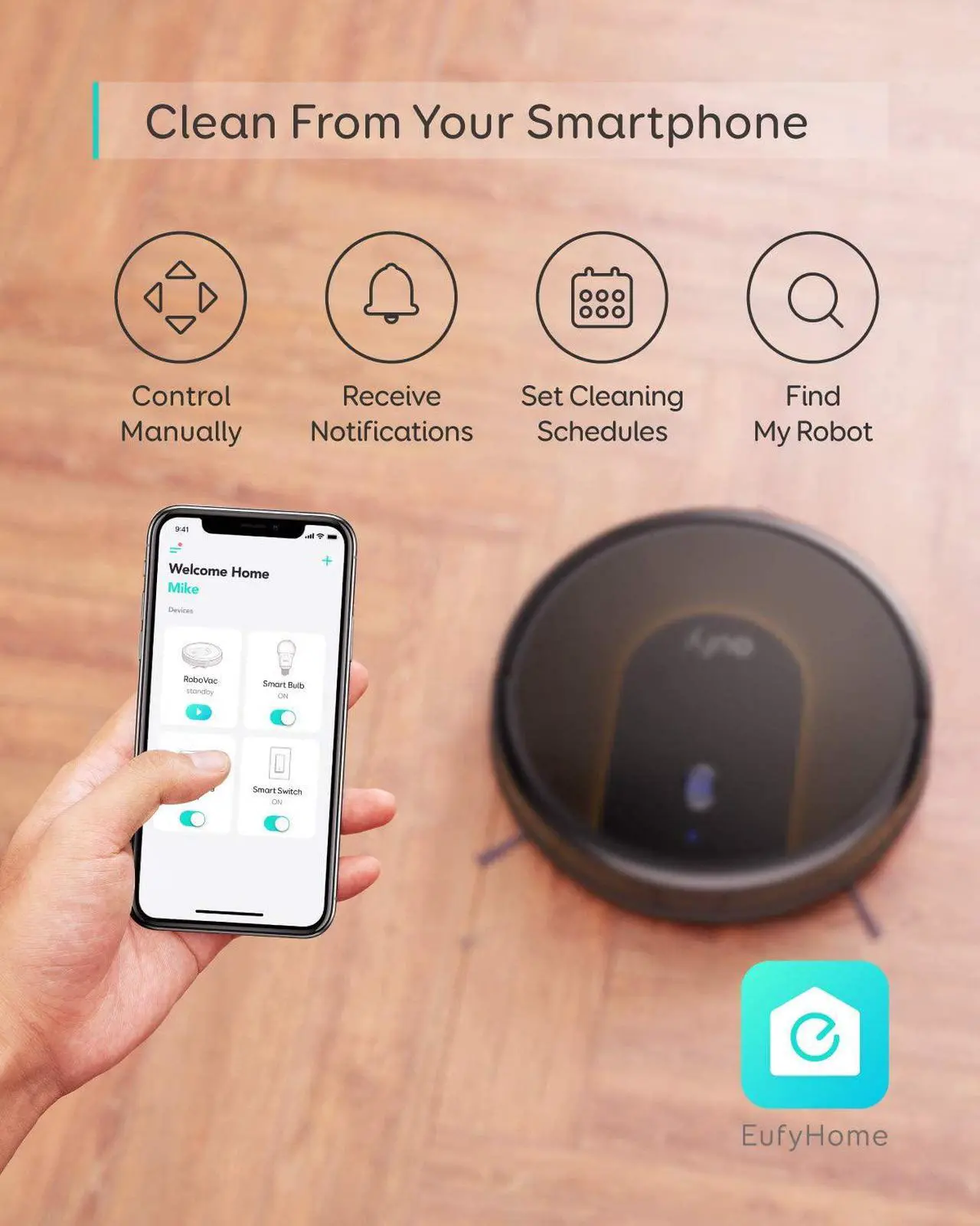 Alt view image 3 of 6 - eufy [BoostIQ] RoboVac 30C, Robot Vacuum Cleaner, Wi-Fi, Super-Thin, 1500Pa Suction, Boundary Strips Included, Quiet, Self-Charging Robotic Vacuum Cleaner