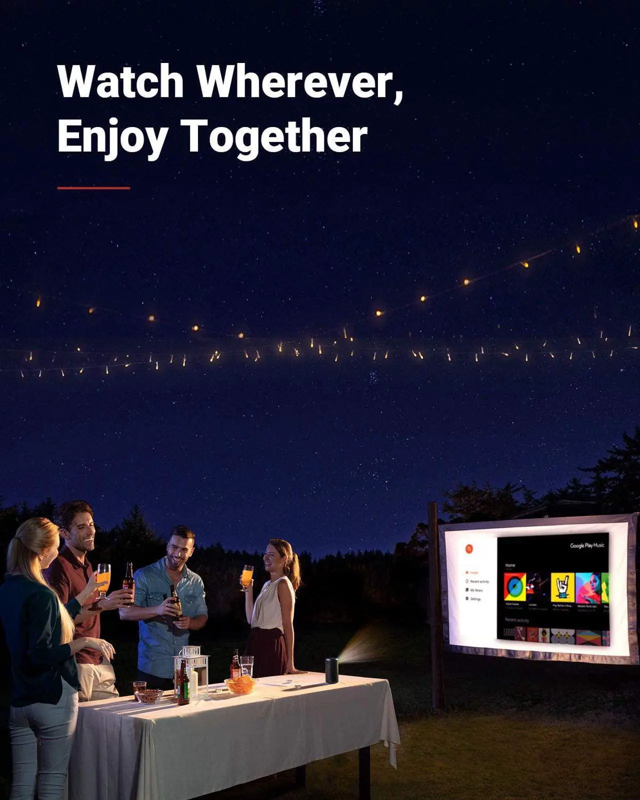 Alt view image 7 of 7 - Nebula Capsule II Smart Mini Projector, by Anker, Palm-Sized 200 ANSI Lumen 720p HD Portable Projector Pocket Cinema with Wi-Fi, DLP, 8W Speaker, 100 Inch Picture, 3, 600+ Apps, Movie Projector