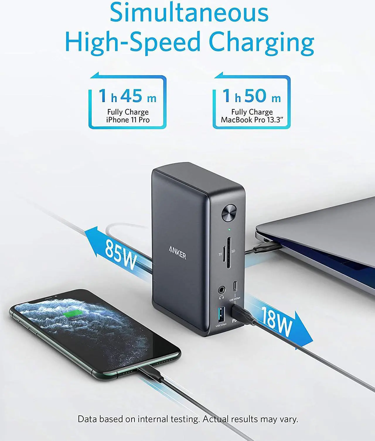 Alt view image 3 of 8 - Anker Docking Station, PowerExpand 13-in-1 USB-C Dock for USB-C Laptops, 85W Charging for Laptop, 18W Charging for Phone, 4K HDMI, 1Gbps Ethernet, Audio, USB-A Gen 1, USB-C Gen 2, SD 3.0