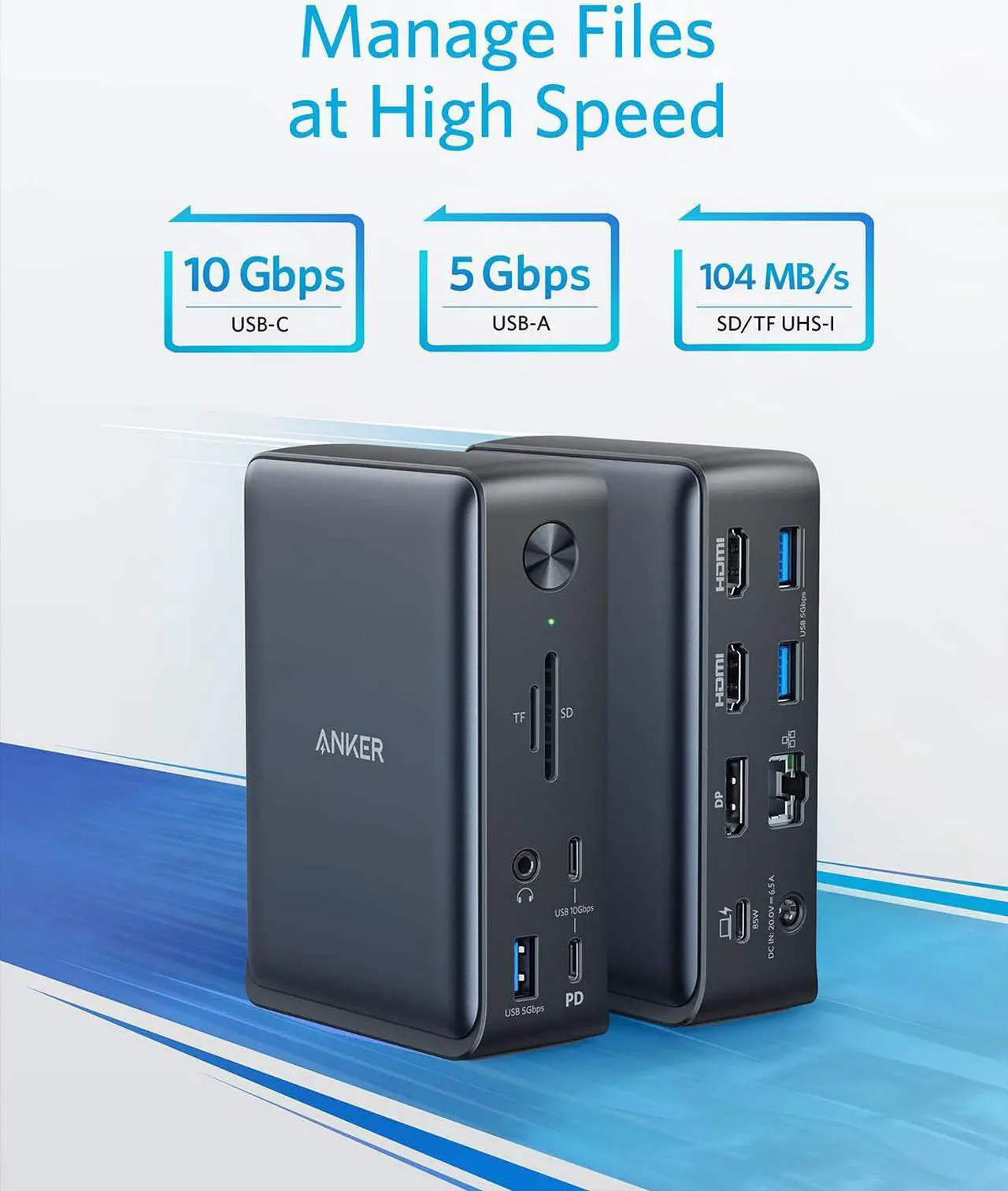 Alt view image 4 of 8 - Anker Docking Station, PowerExpand 13-in-1 USB-C Dock for USB-C Laptops, 85W Charging for Laptop, 18W Charging for Phone, 4K HDMI, 1Gbps Ethernet, Audio, USB-A Gen 1, USB-C Gen 2, SD 3.0