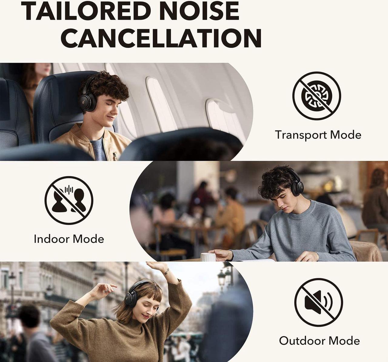 Alt view image 3 of 8 - soundcore by Anker Life Q30 Hybrid Active Noise Cancelling Headphones | Multiple Modes | Hi-Res Sound | 40H Playtime | Clear Calls | Fast Charge | Soft Earcups | Bluetooth | Travel