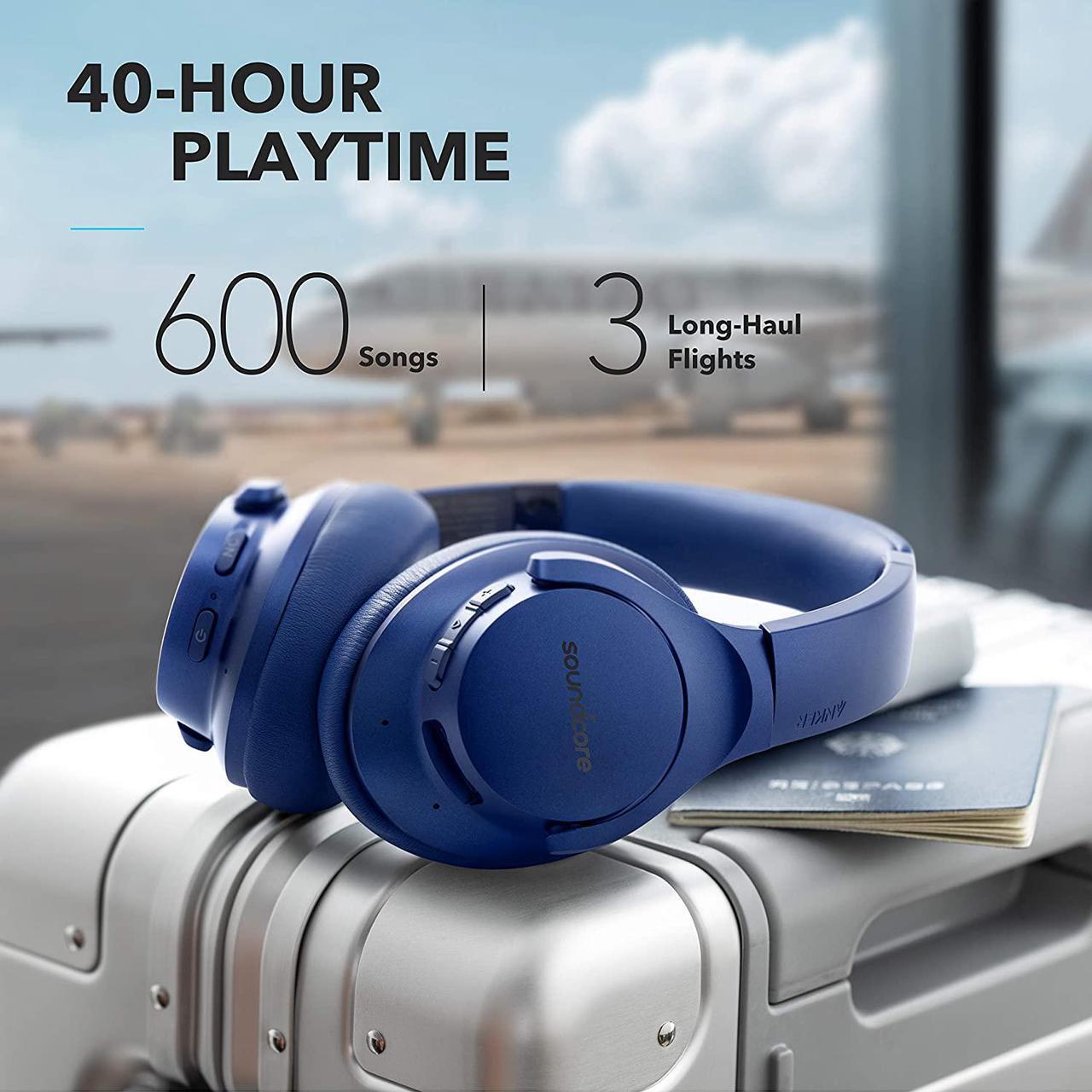 Alt view image 6 of 7 - Anker Soundcore Life Q20 Hybrid Active Noise Cancelling Headphones, Wireless Over Ear Bluetooth Headphones with 40H Playtime, Hi-Res Audio, Deep Bass, Memory Foam Ear Cups and Headband for Travel,Work