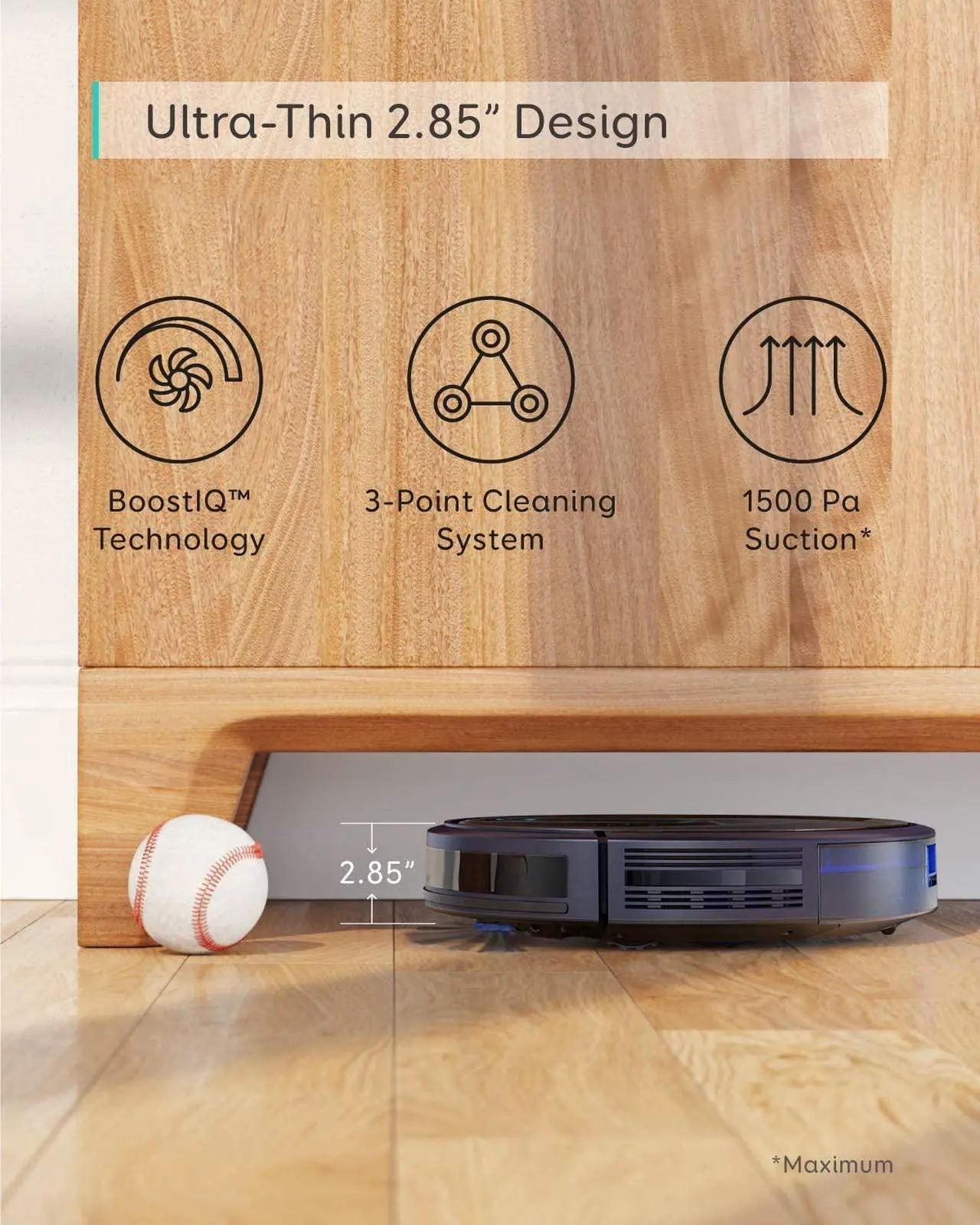 Alt view image 5 of 7 - eufy RoboVac 25C Robot Vacuum Cleaner, 1500Pa Suction, Wi-Fi Connected (Refurbished)