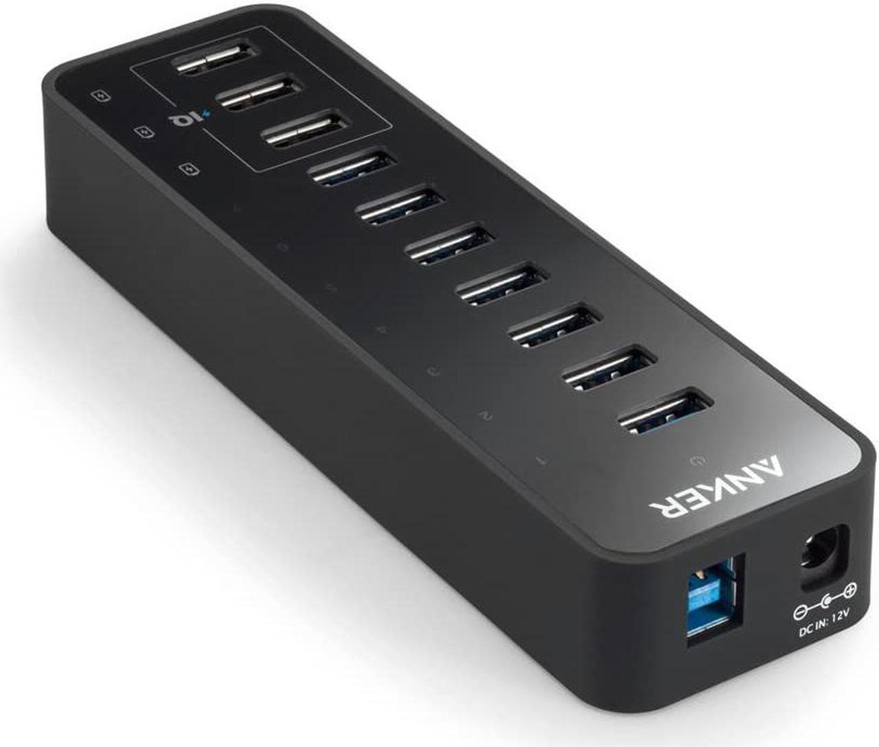 Alt view image 5 of 6 - Anker 10-Port 60W USB 3.0 Hub with 7 Data Transfer Ports and 3 PowerIQ Charging Ports for iPhone, iPad, Samsung and More